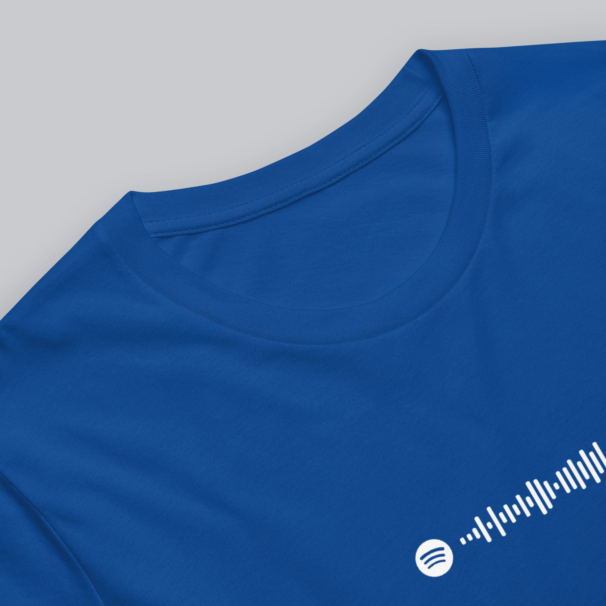 Blue Tshirt with printed custom music code and text