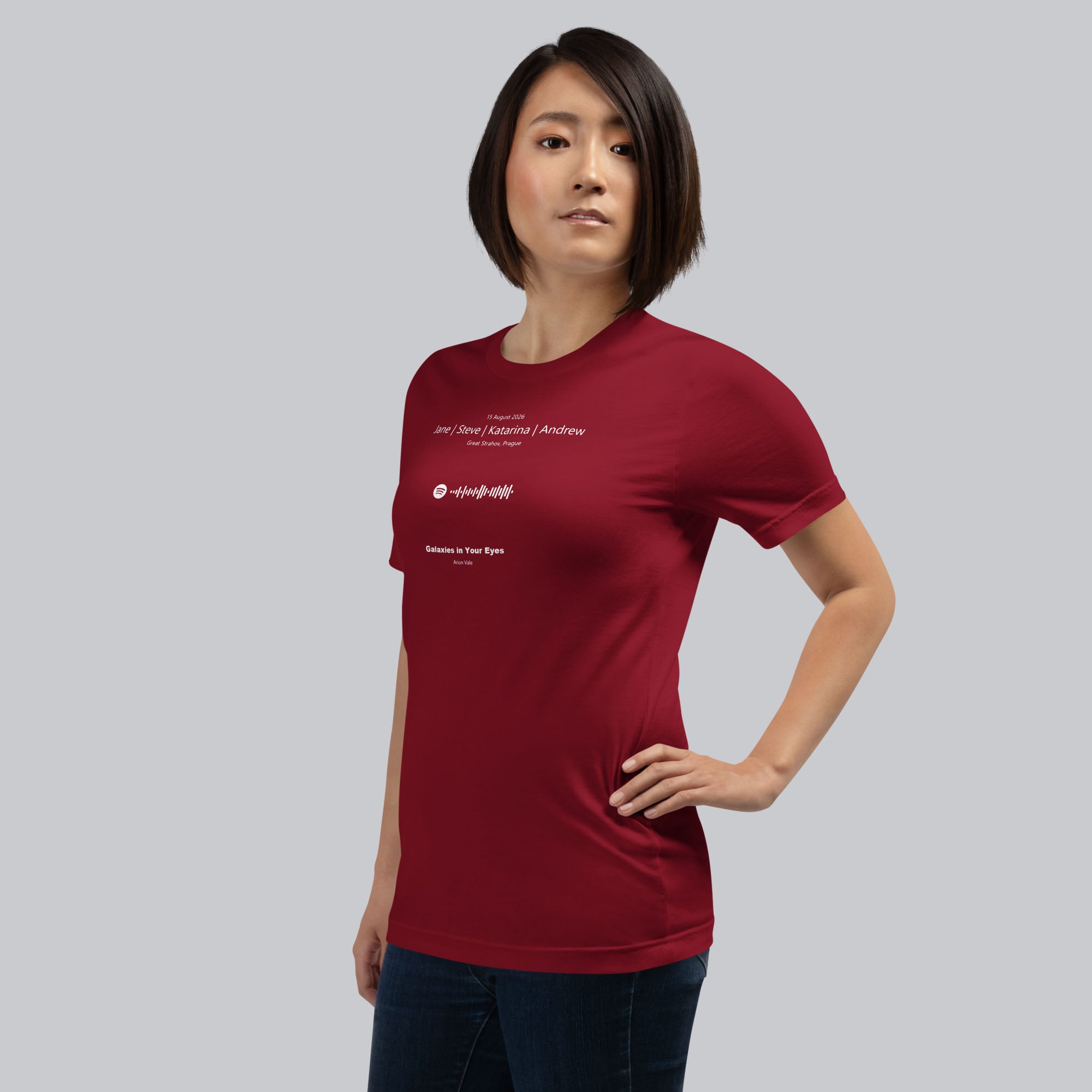 Bordeaux Tshirt with printed custom music code and text