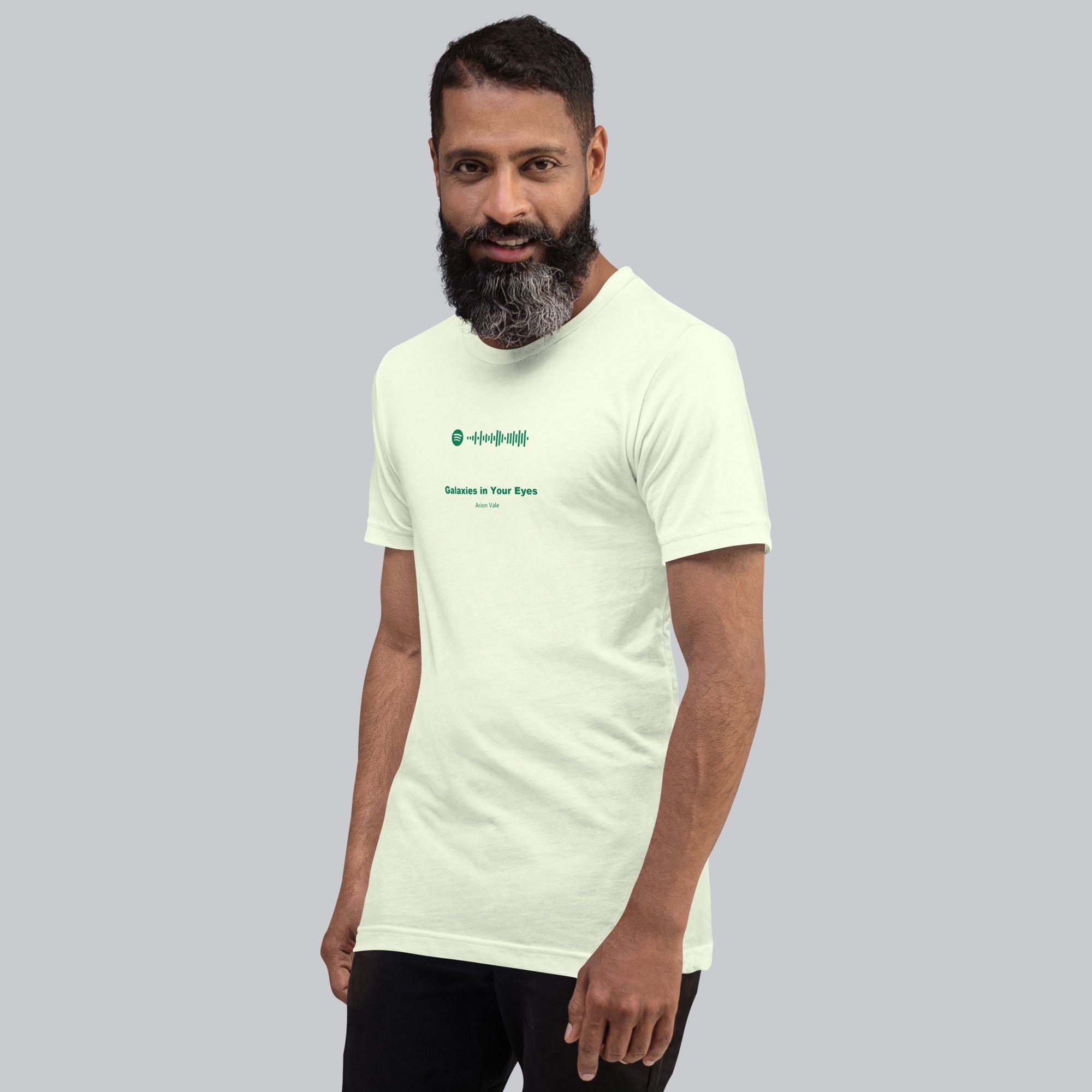 Light yellow Tshirt with printed custom music code and text