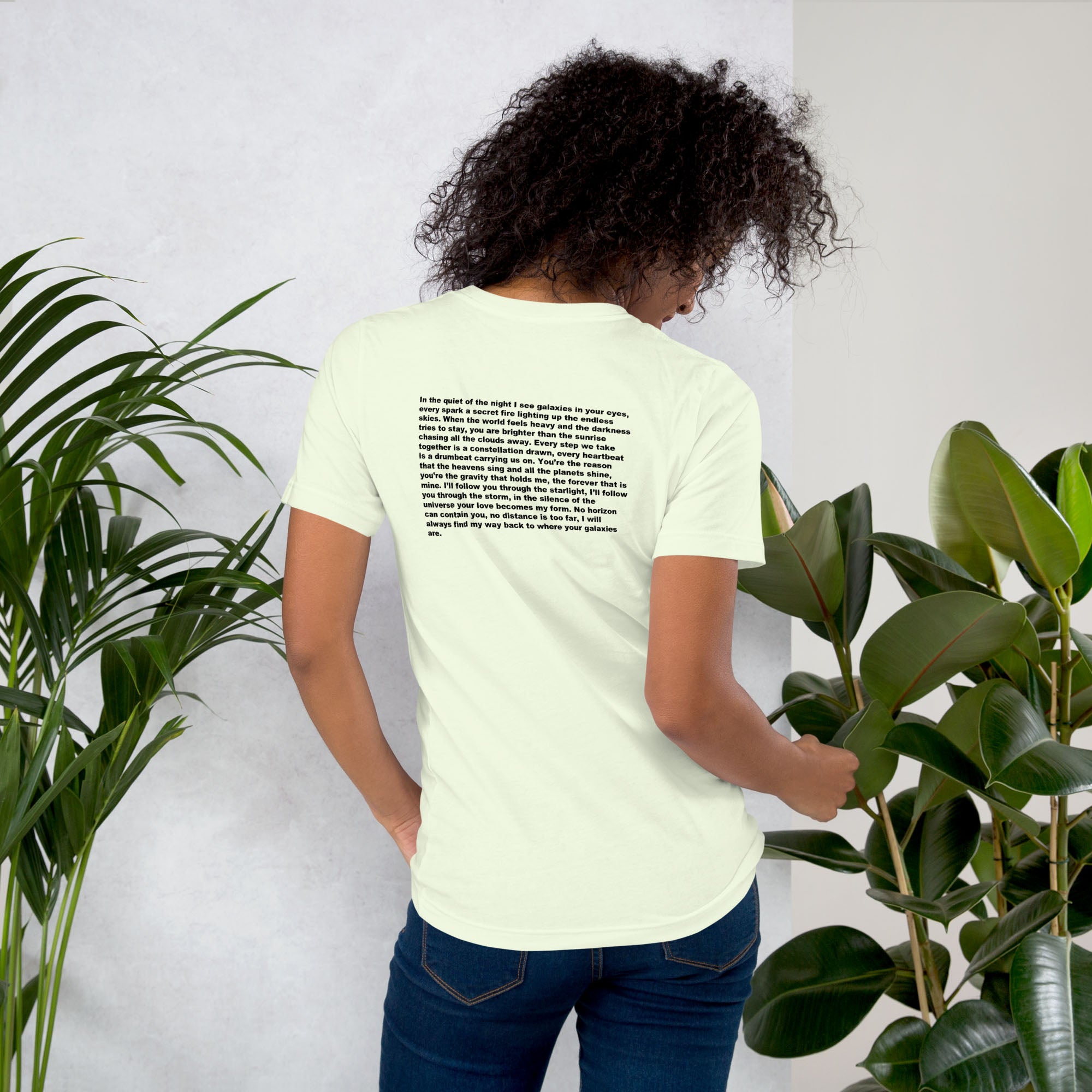 Light yellow Tshirt with printed custom music code and text