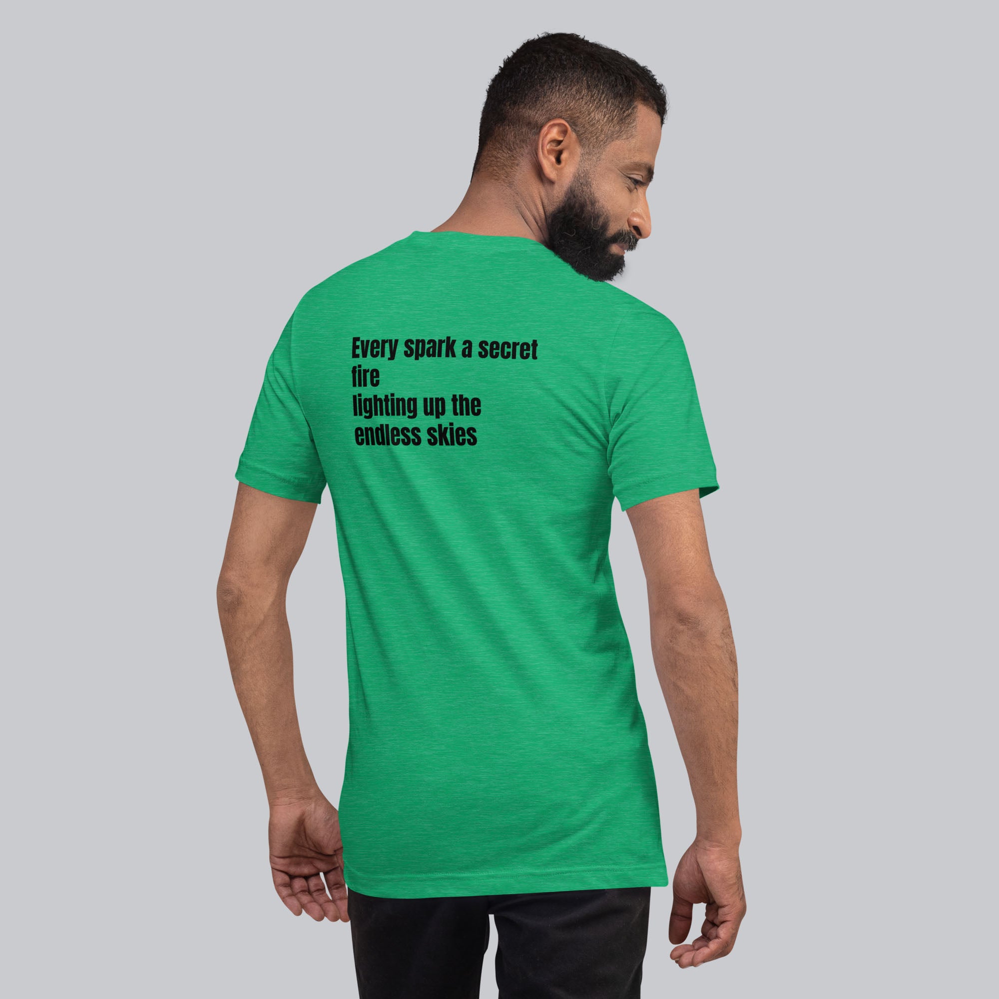 Green Tshirt with printed custom music code and text