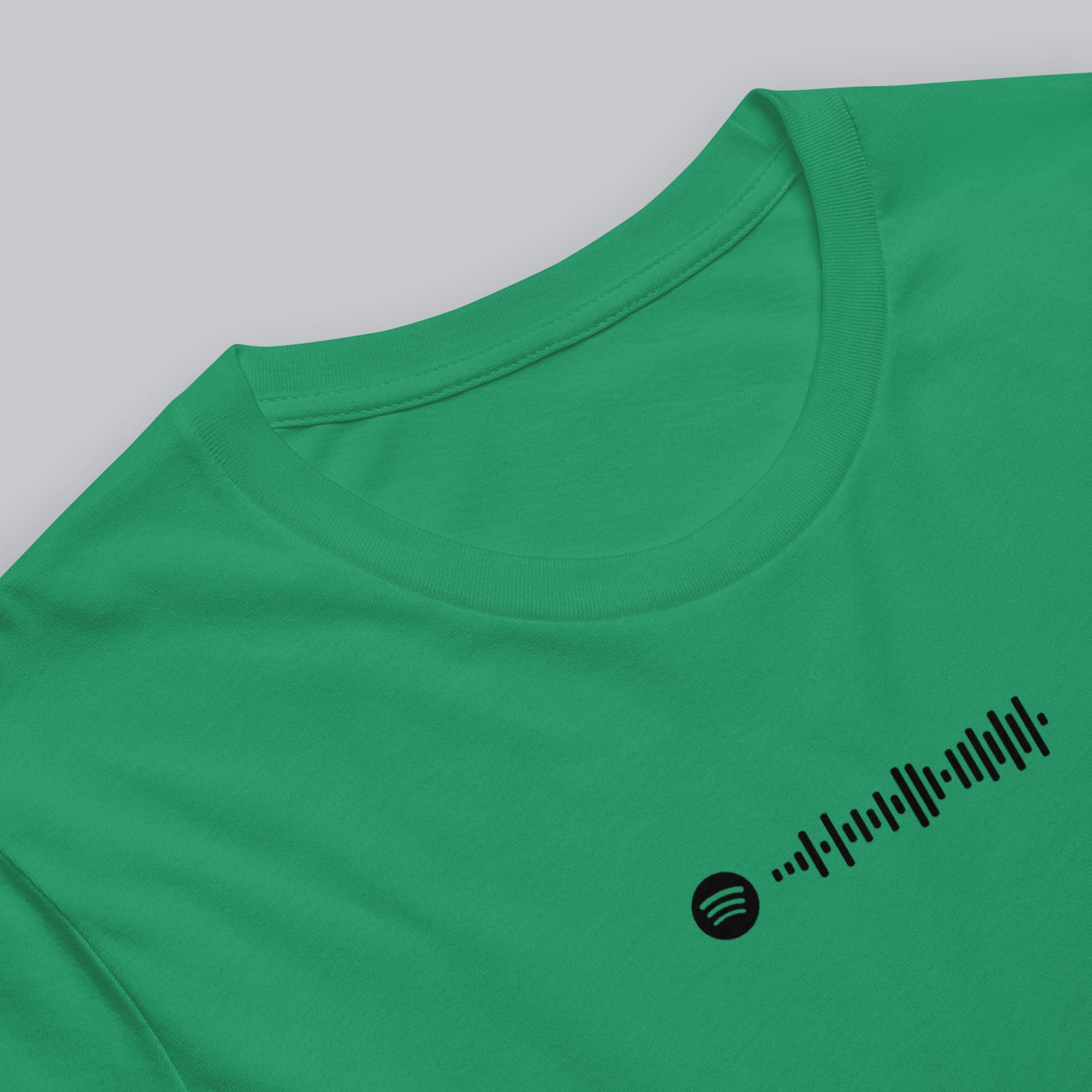 Green Tshirt with printed custom music code and text
