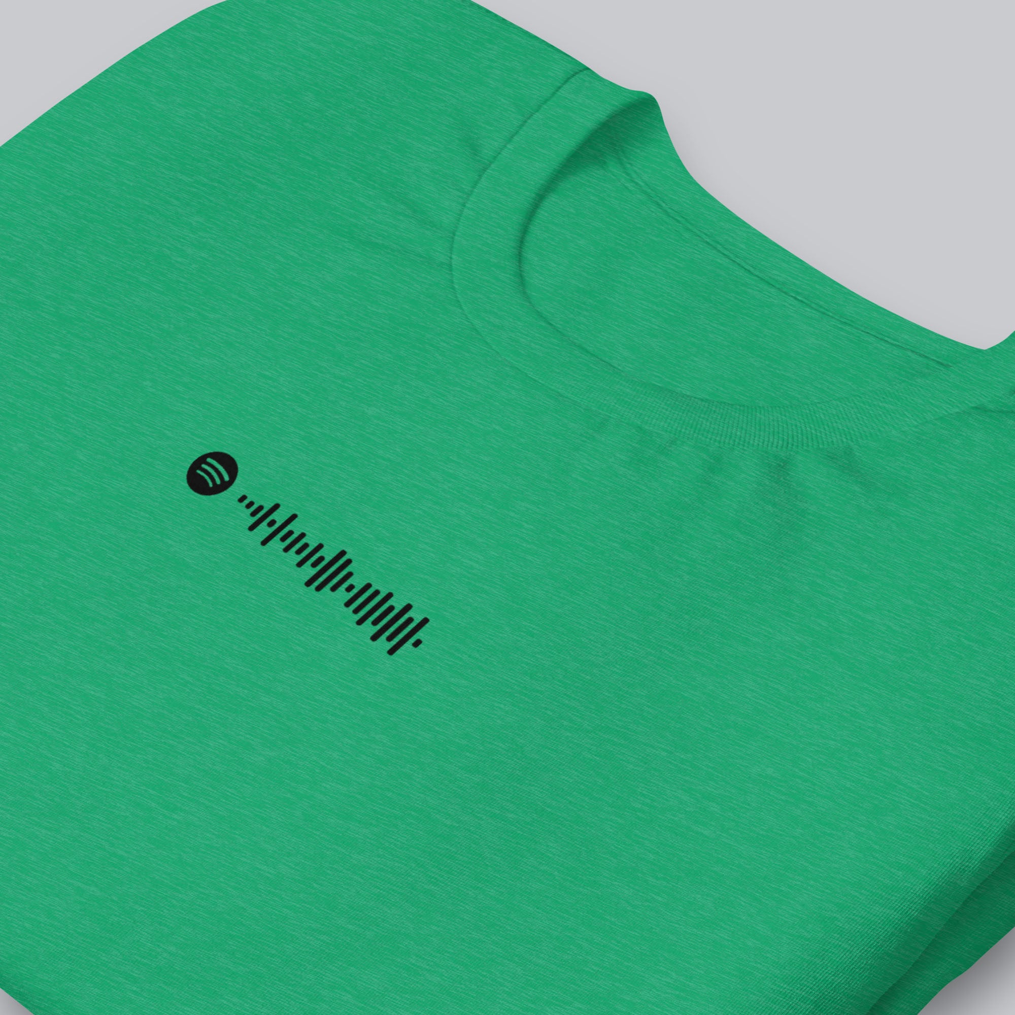 Green Tshirt with printed custom music code and text