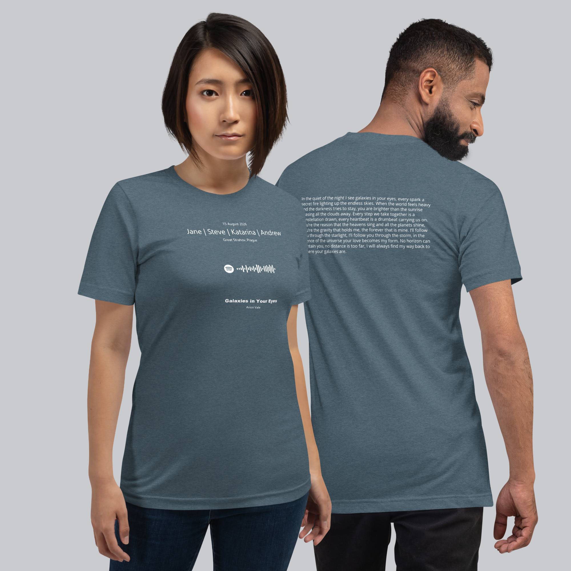 Dark grey Tshirt with printed custom music code and text