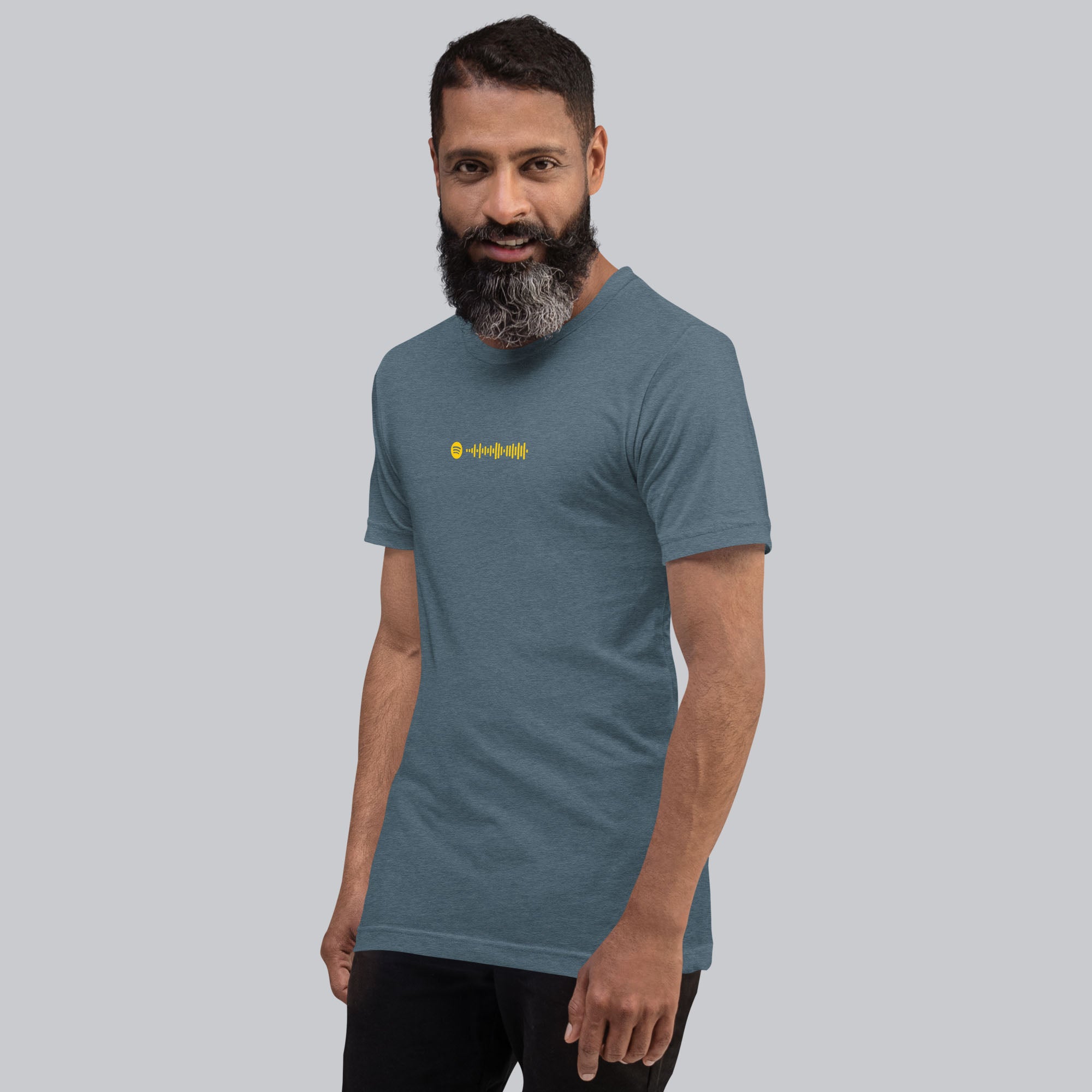 Dark grey Tshirt with printed custom music code and text