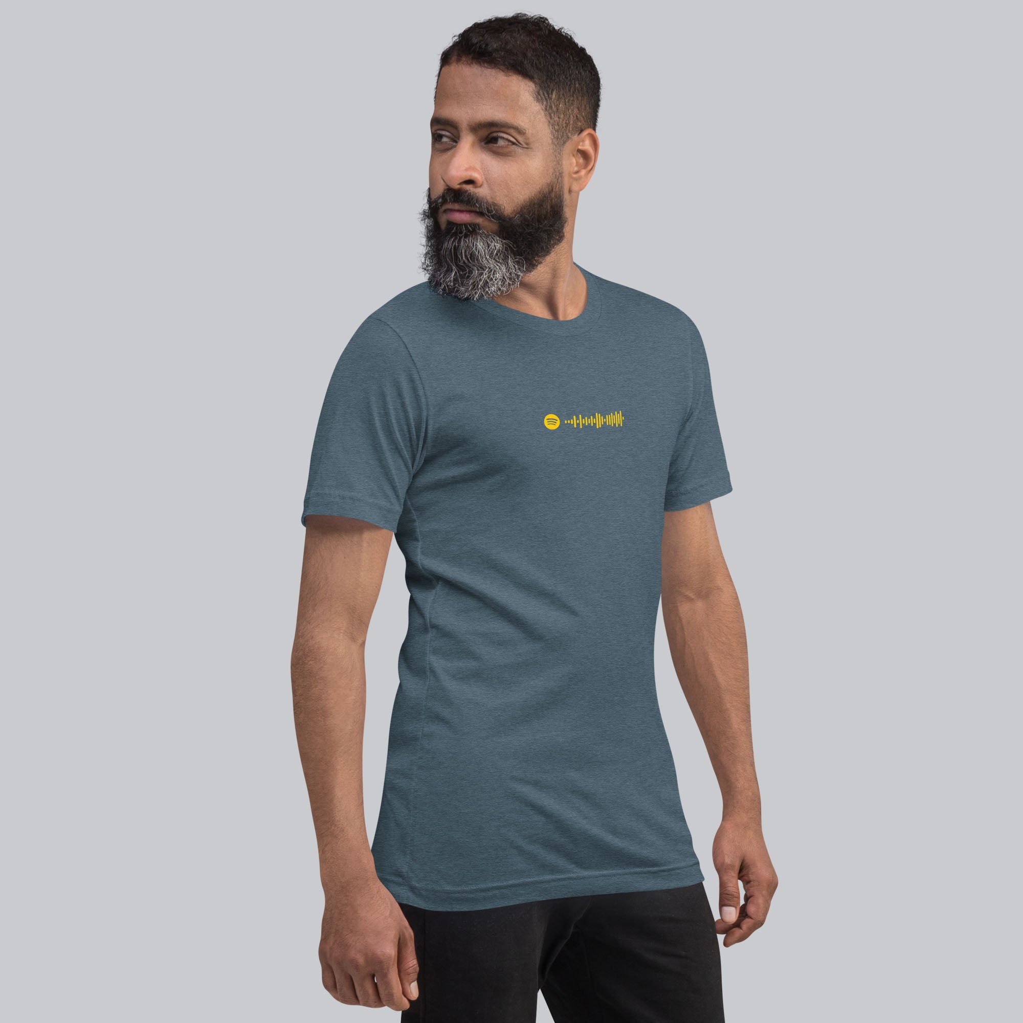 Dark grey Tshirt with printed custom music code and text