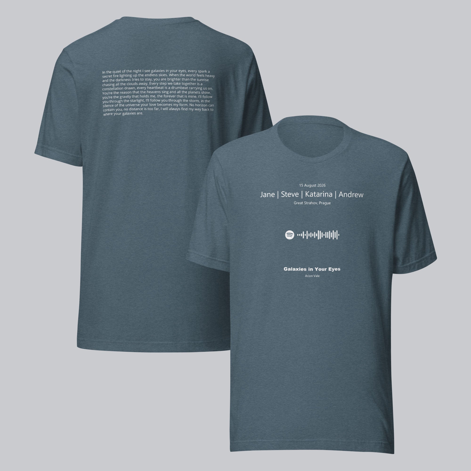 Dark grey Tshirt with printed custom music code and text
