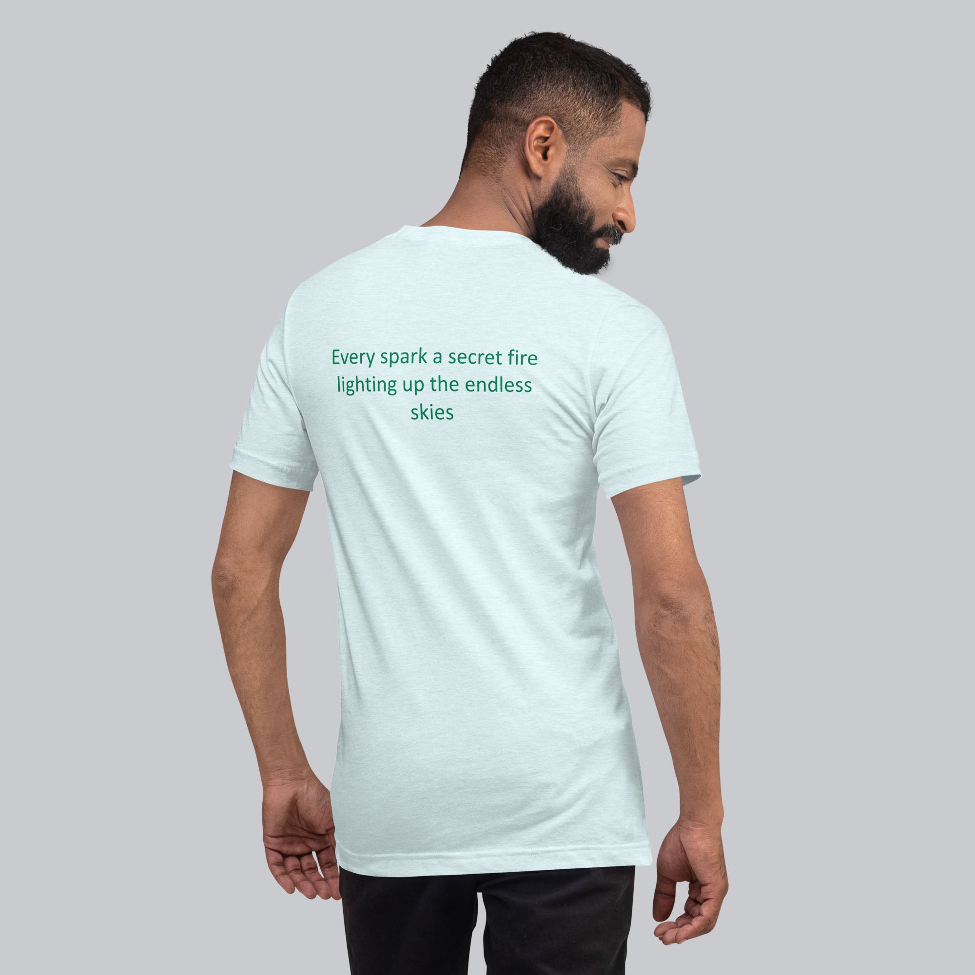 Light blue Tshirt with printed custom music code and text
