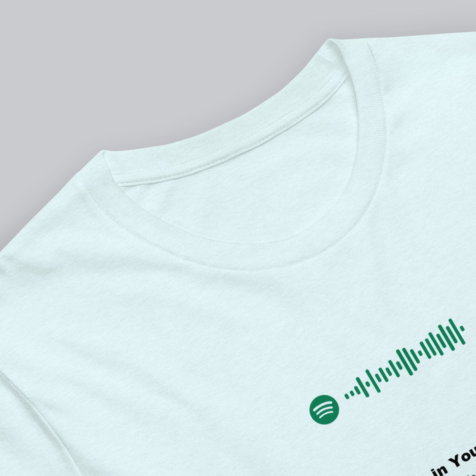 Light blue Tshirt with printed custom music code and text