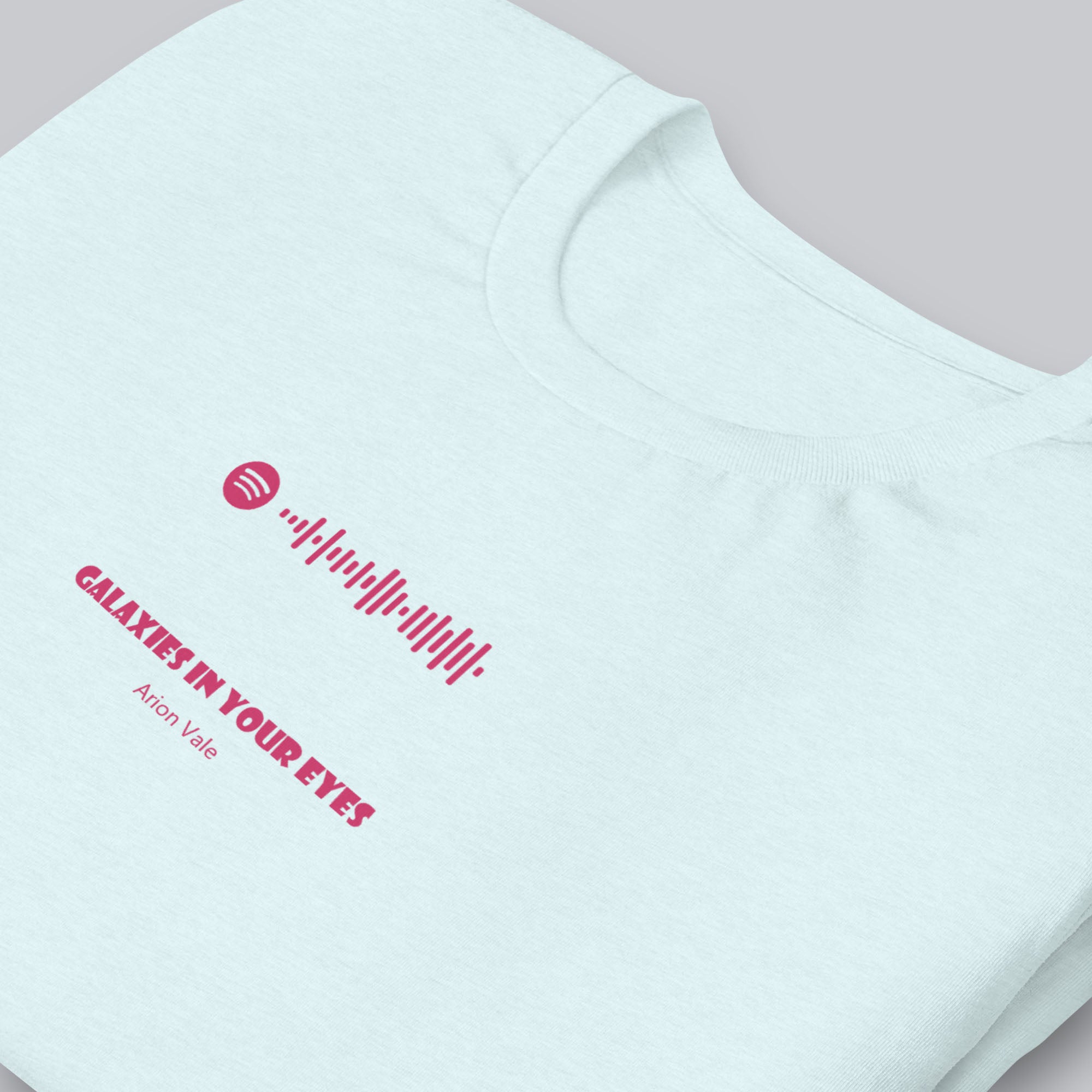 Light blue Tshirt with printed custom music code and text