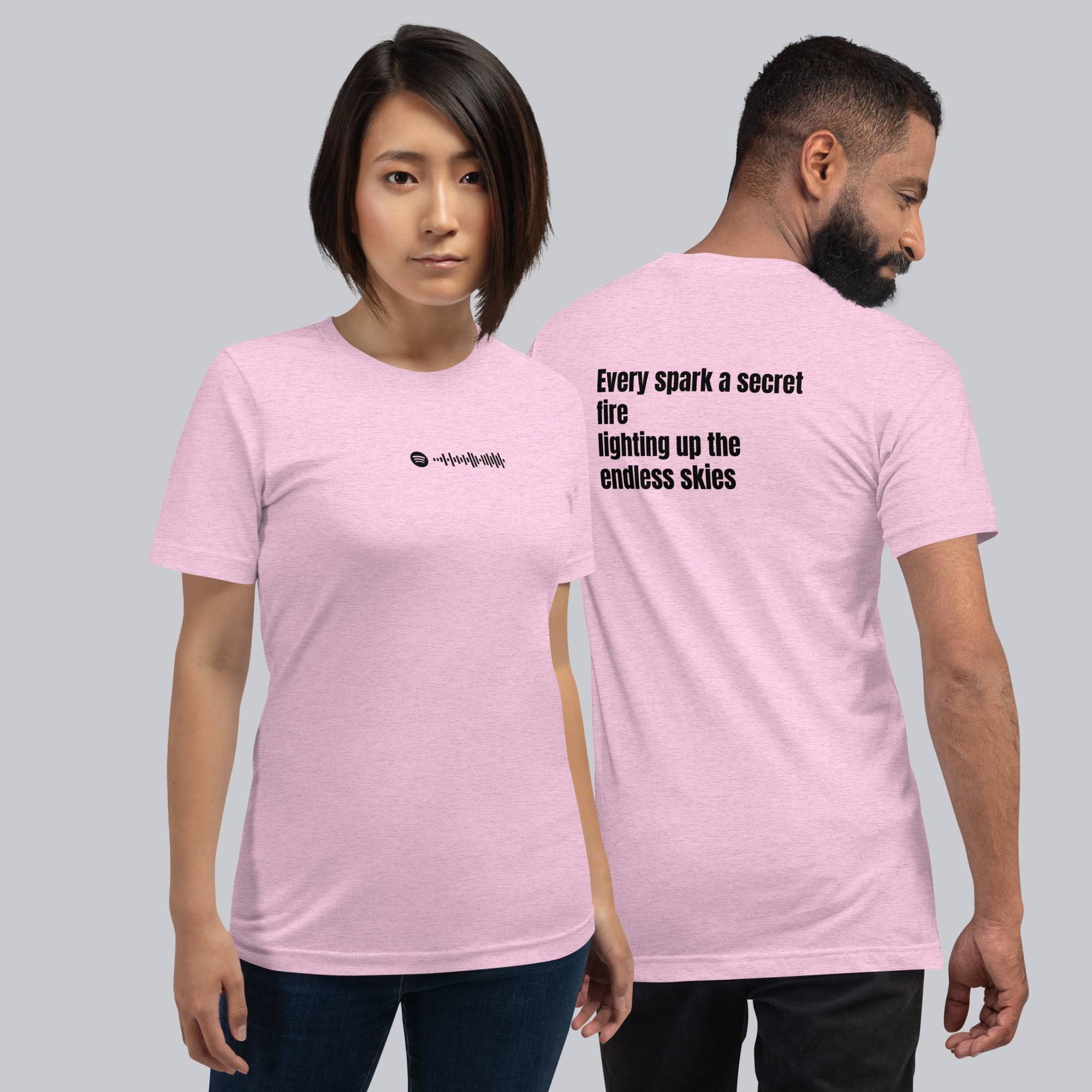 Lilac Tshirt with printed custom music code and text