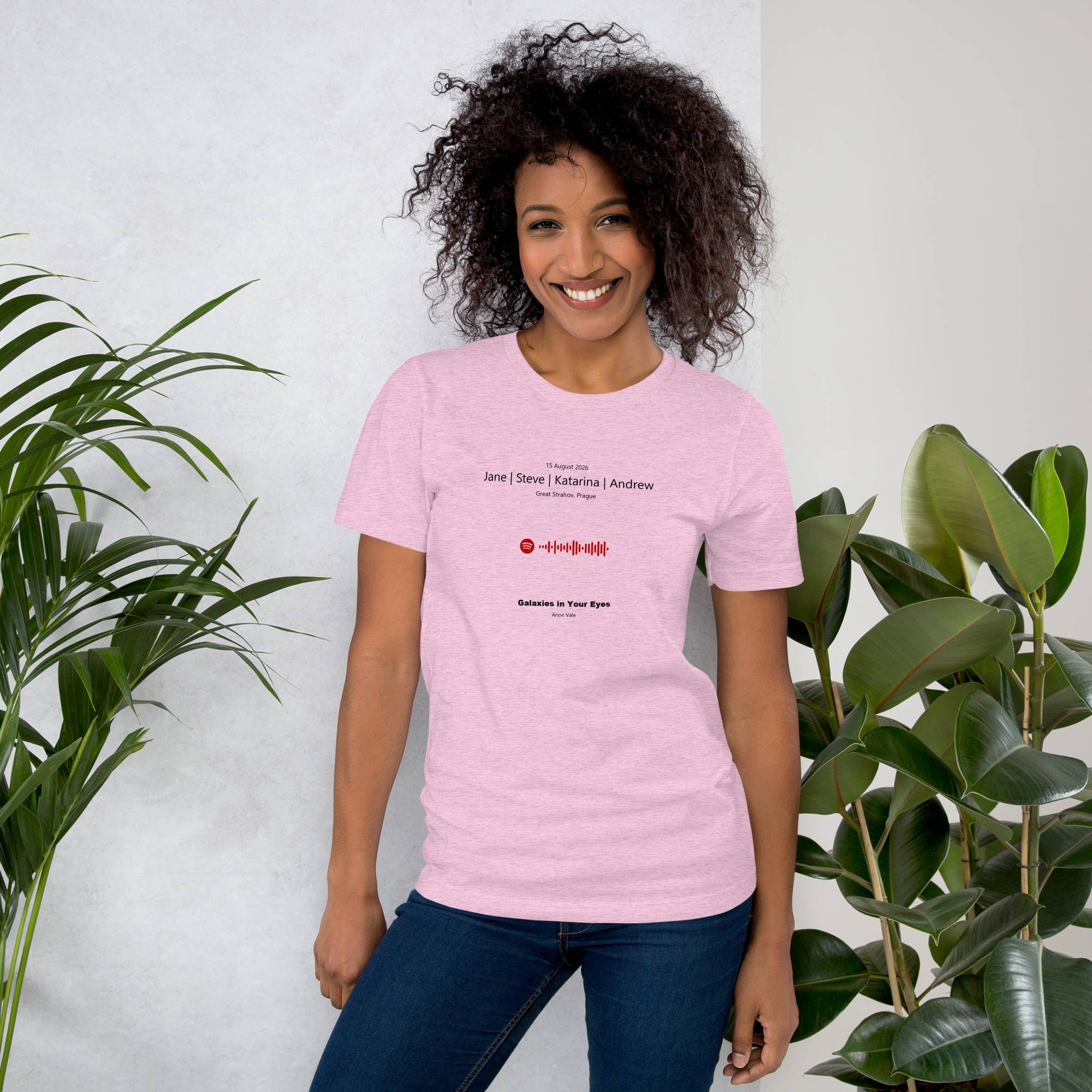 Lilac Tshirt with printed custom music code and text