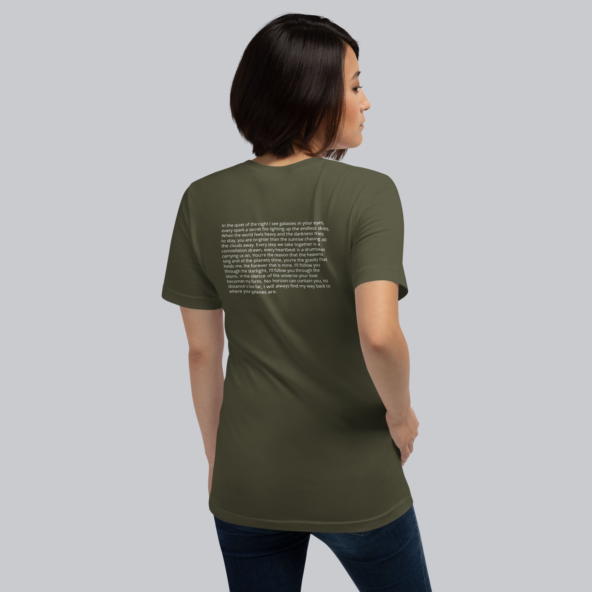 Military green Tshirt with printed custom music code and text