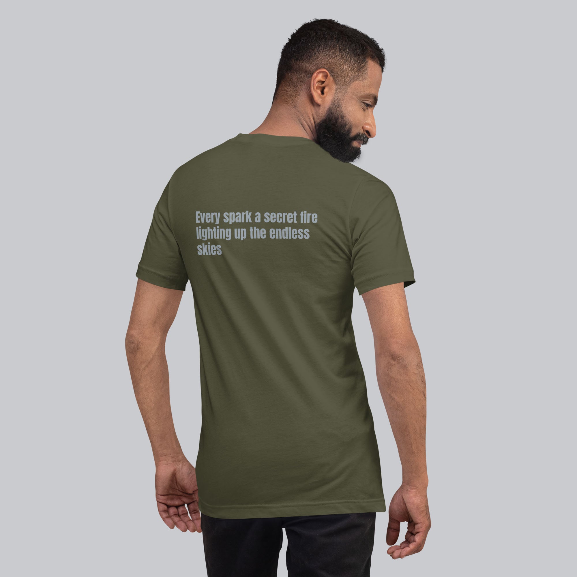Military green Tshirt with printed custom music code and text
