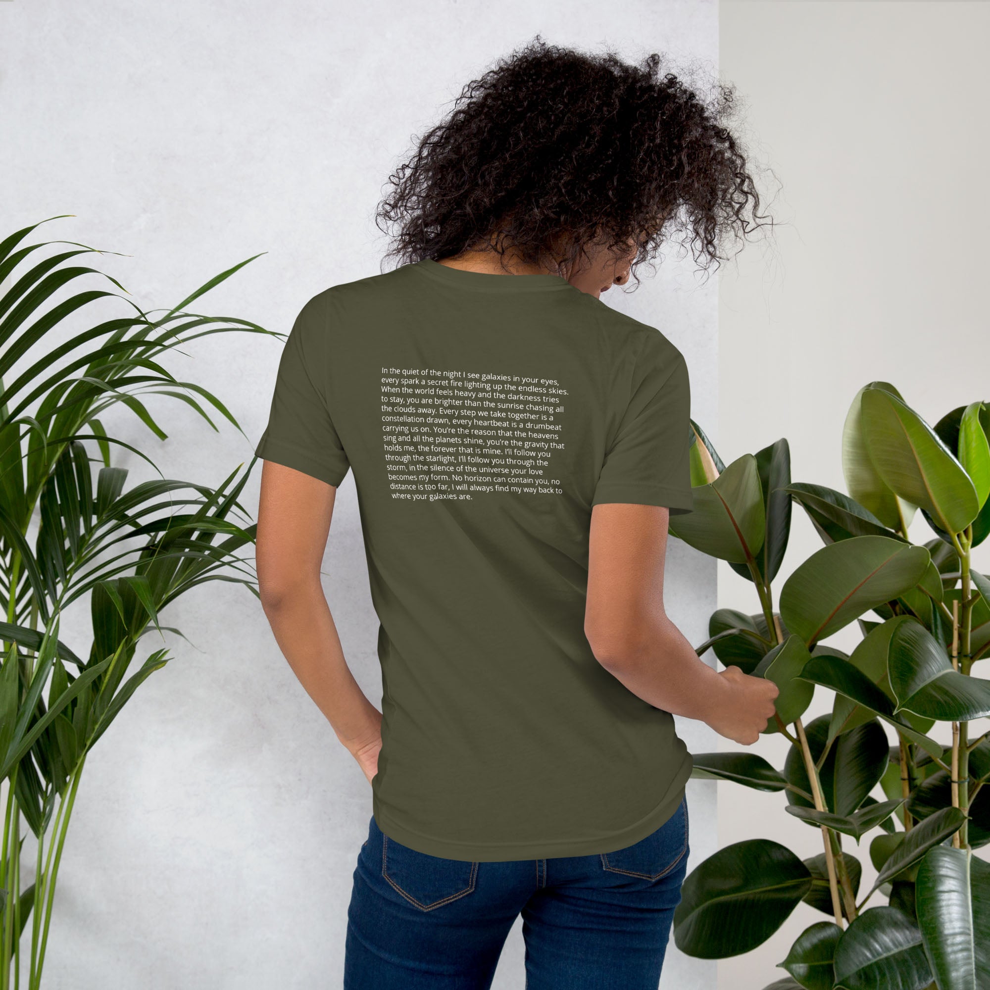 Military green Tshirt with printed custom music code and text