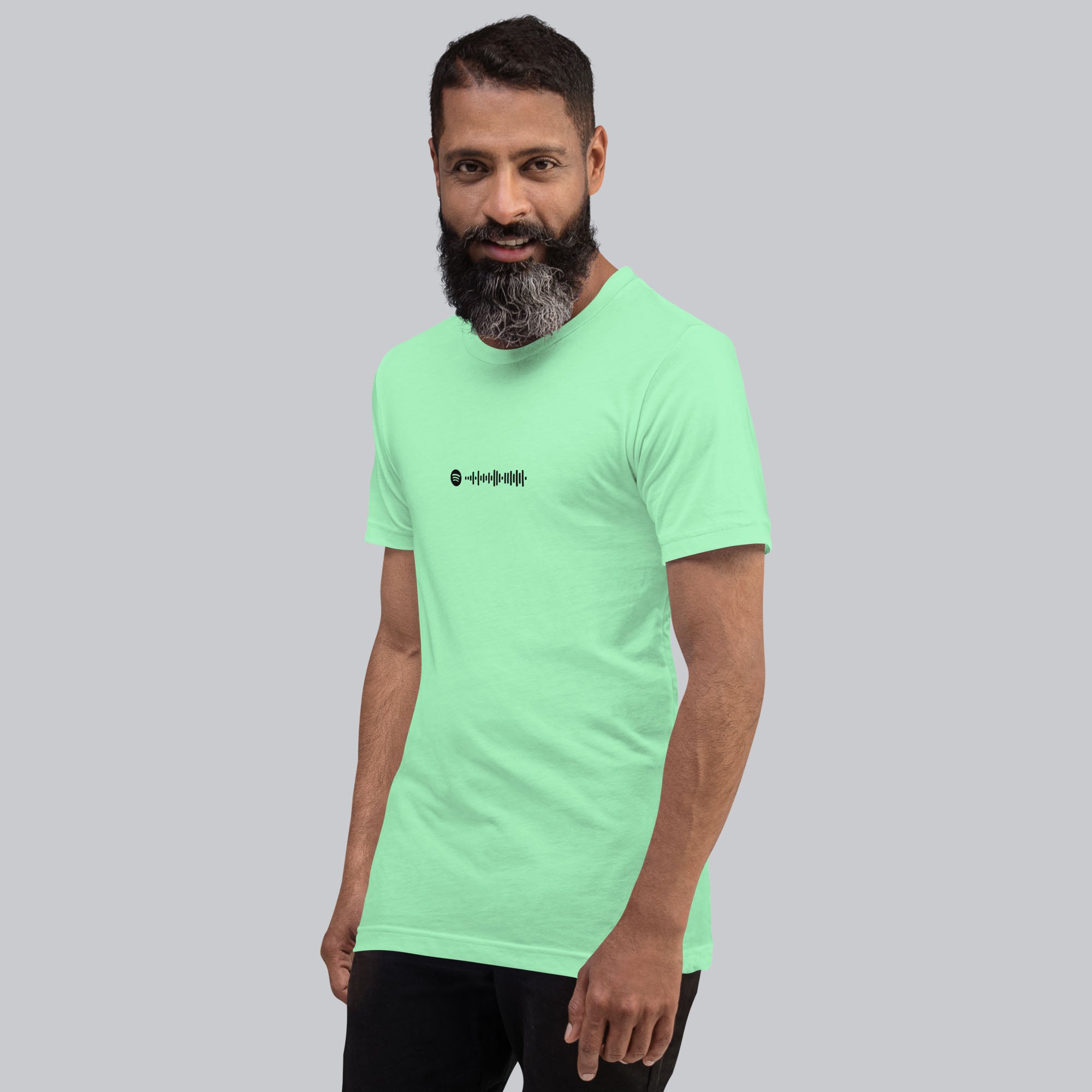 Mint Tshirt with printed custom music code and text