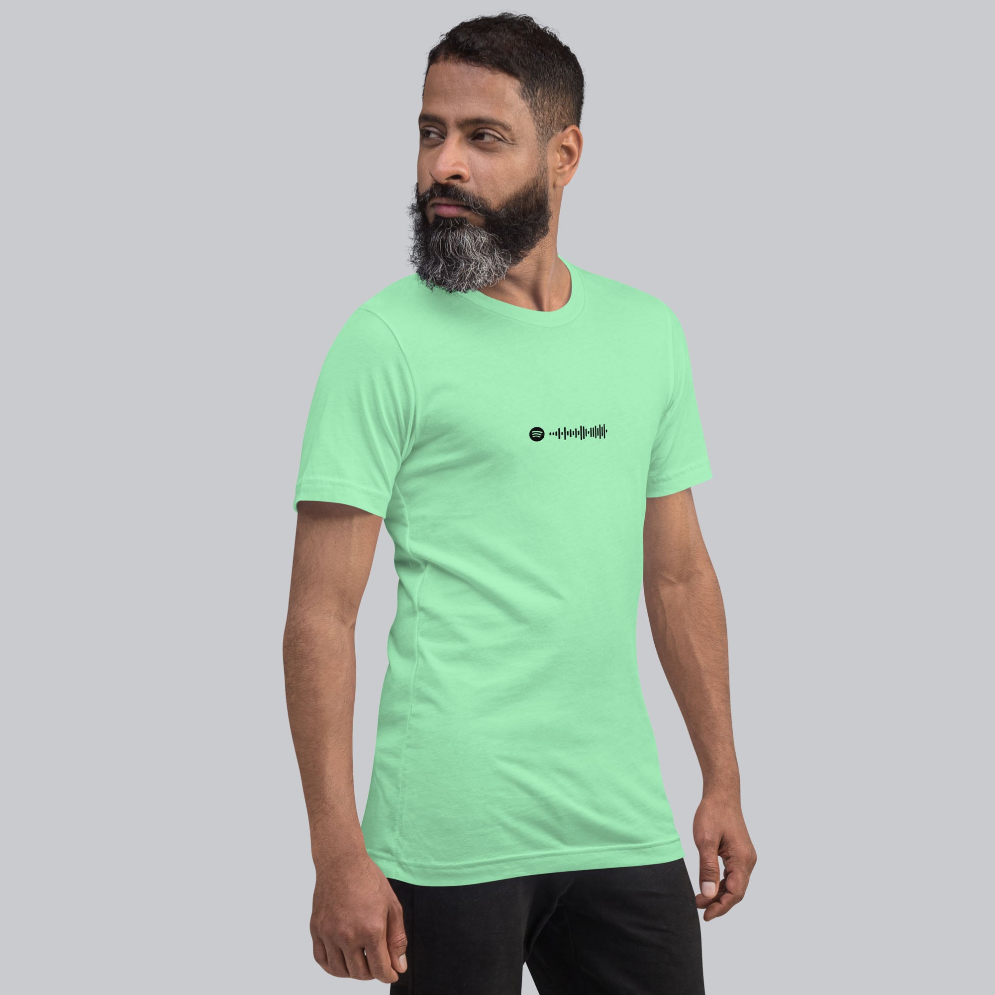 Mint Tshirt with printed custom music code and text