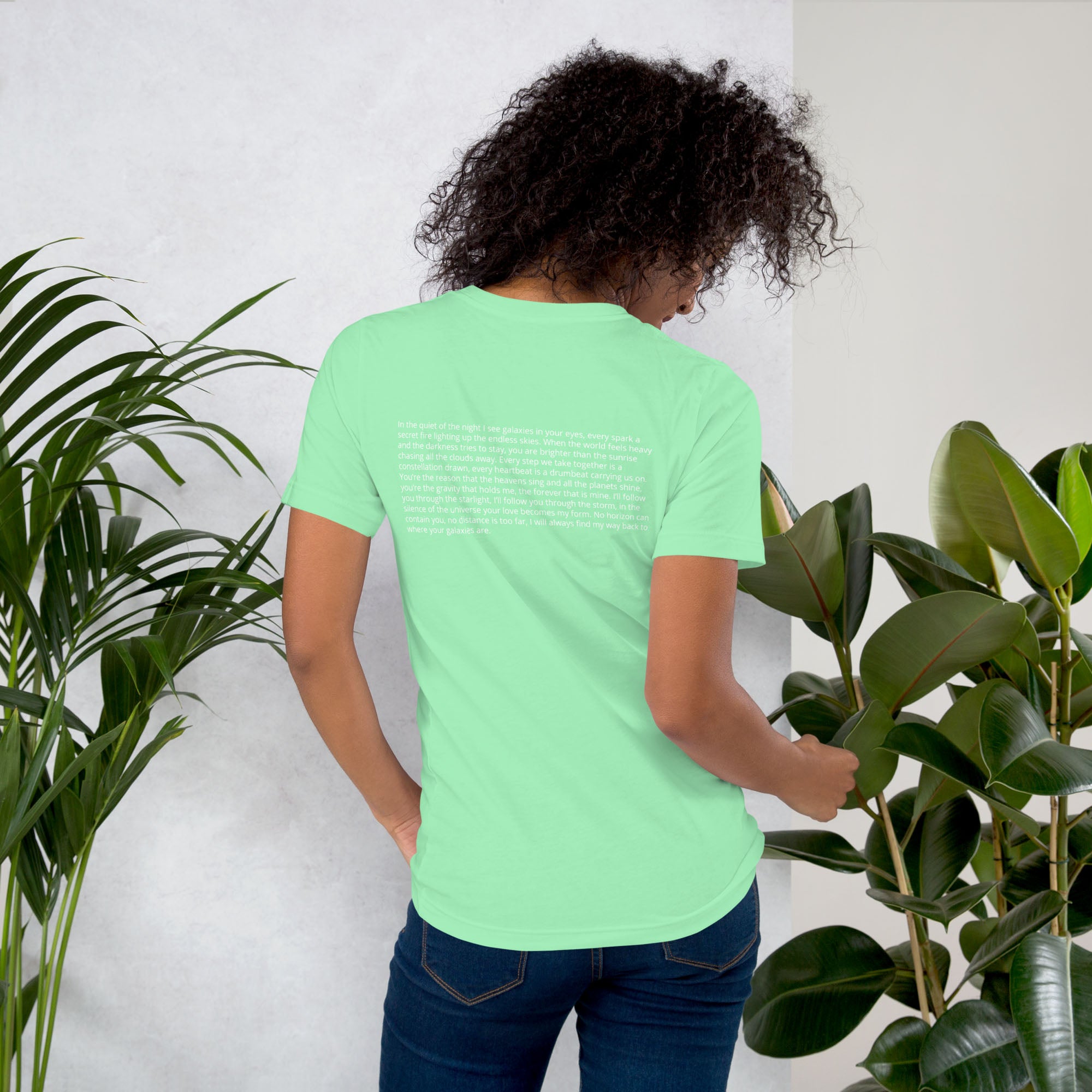 Mint Tshirt with printed custom music code and text