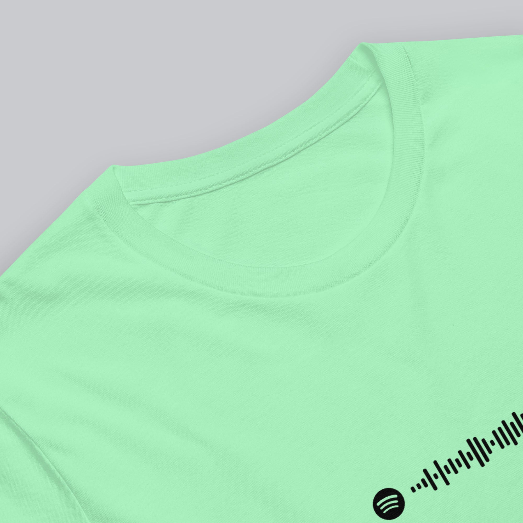 Mint Tshirt with printed custom music code and text