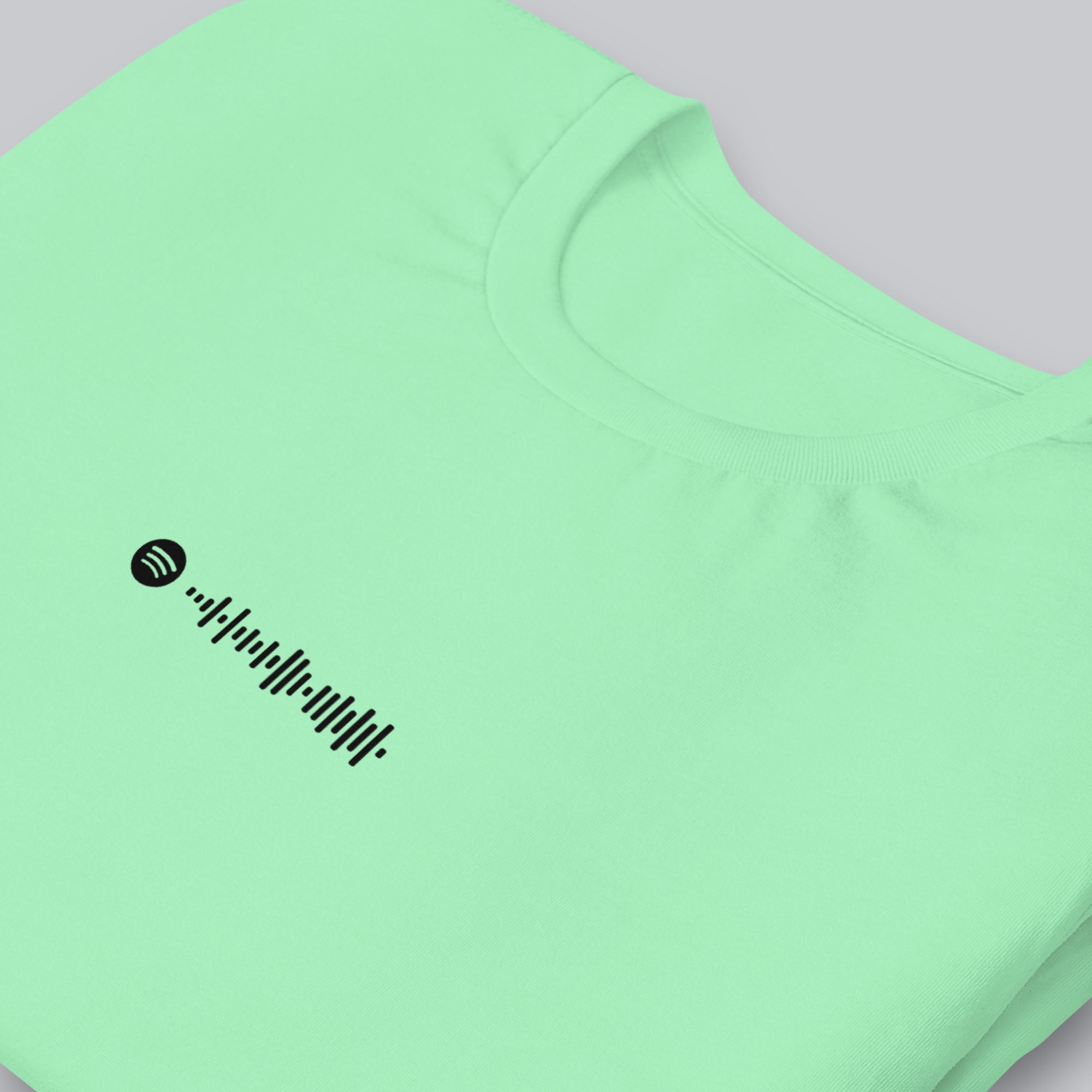 Mint Tshirt with printed custom music code and text