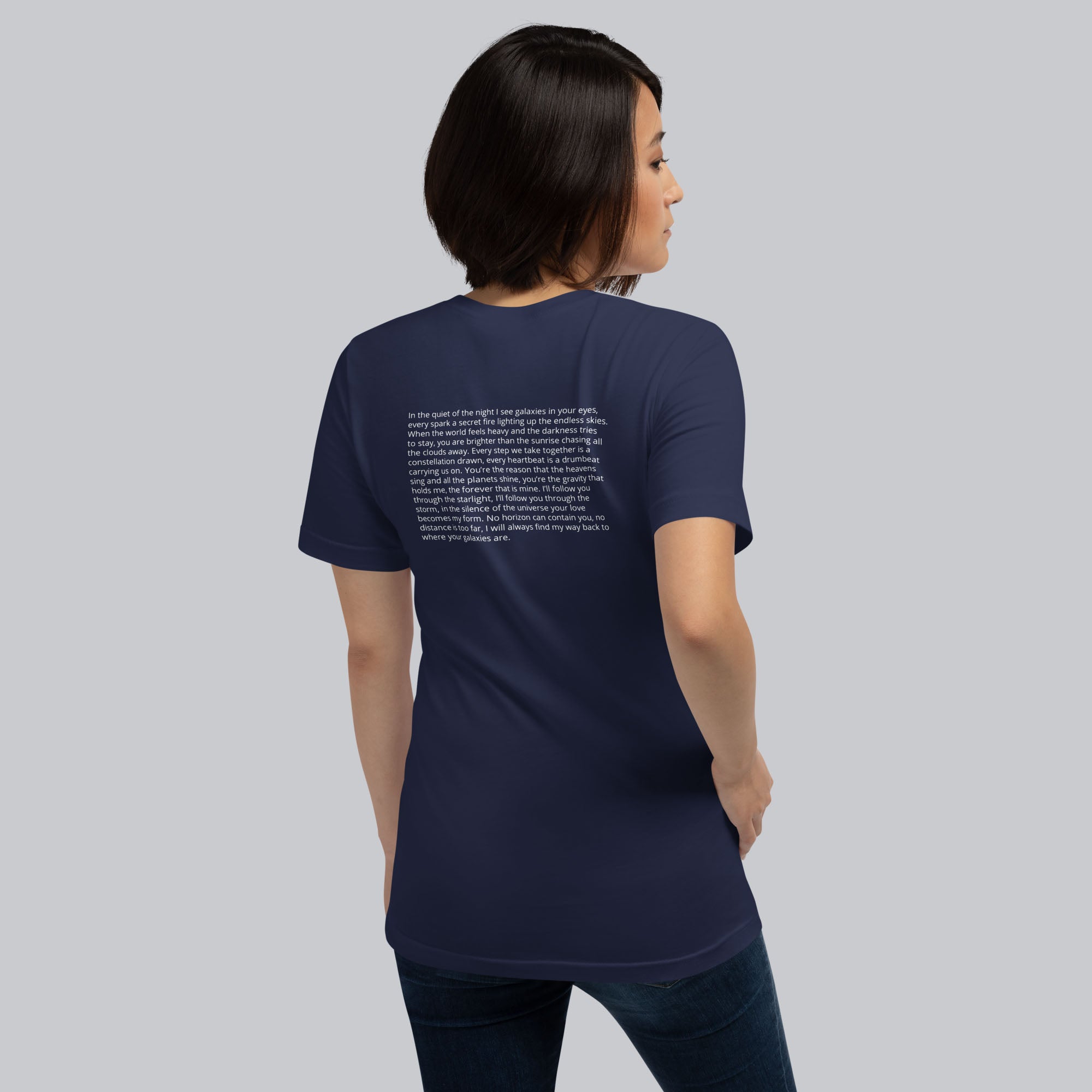 Navy Tshirt with printed custom music code and text