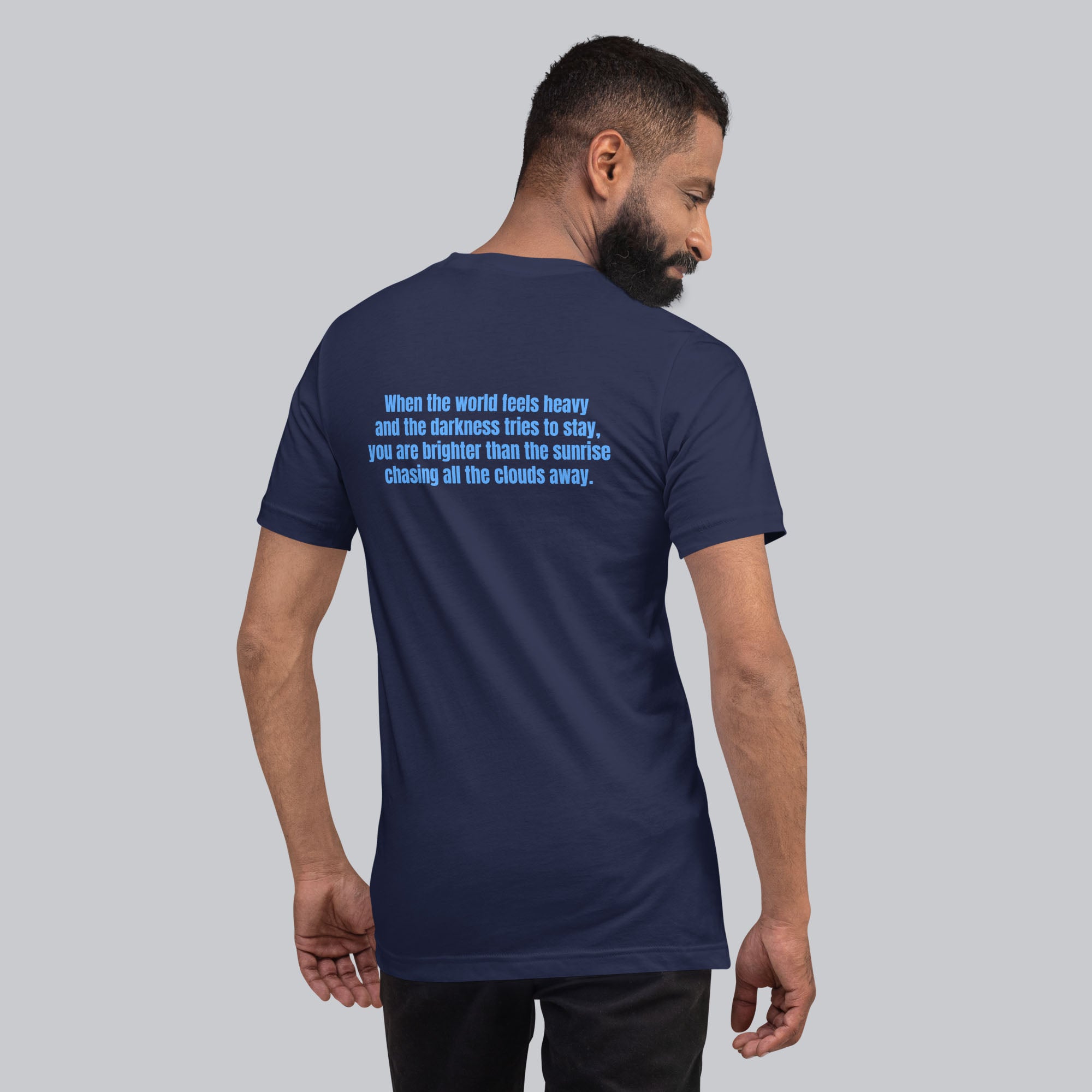 Navy Tshirt with printed custom music code and text