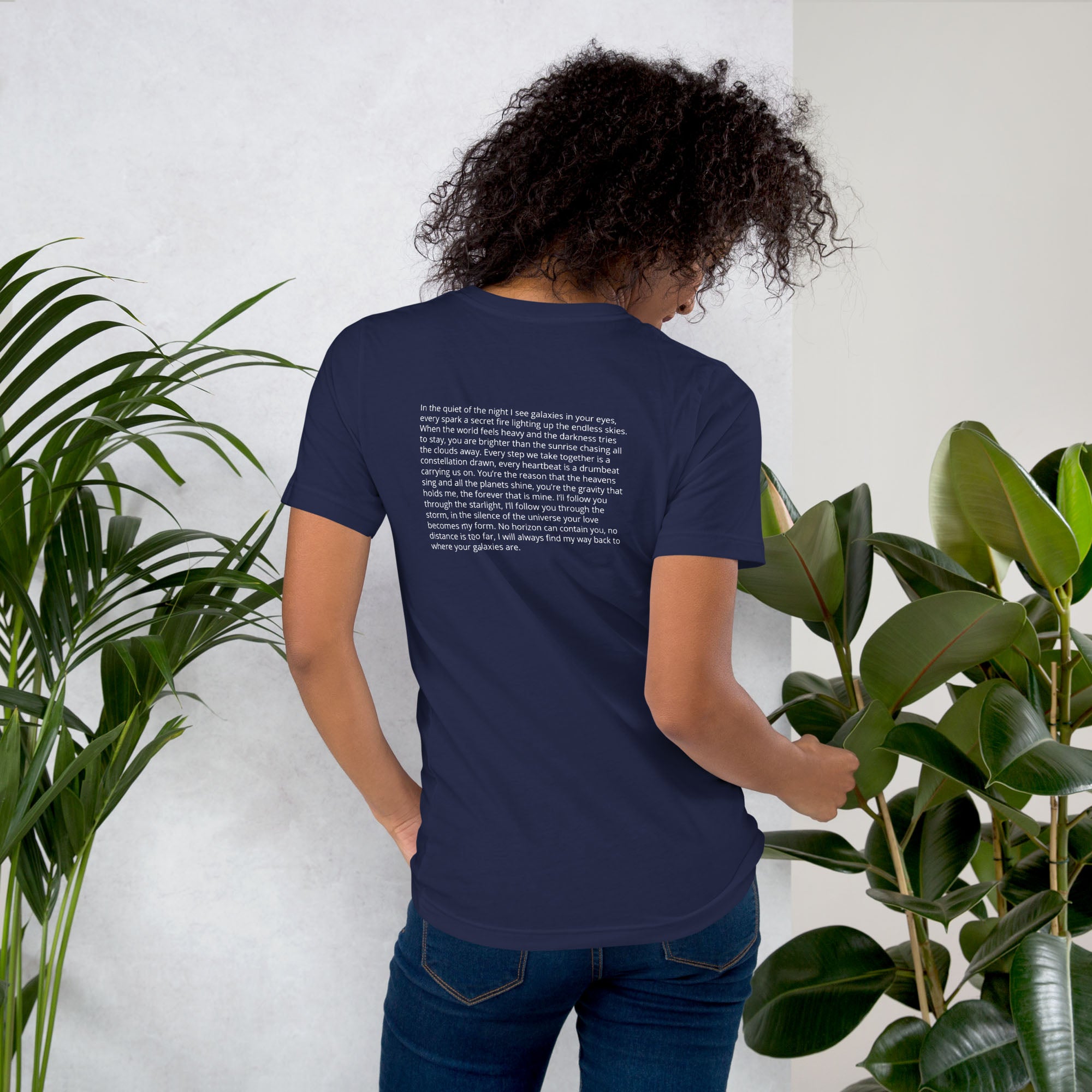 Navy Tshirt with printed custom music code and text