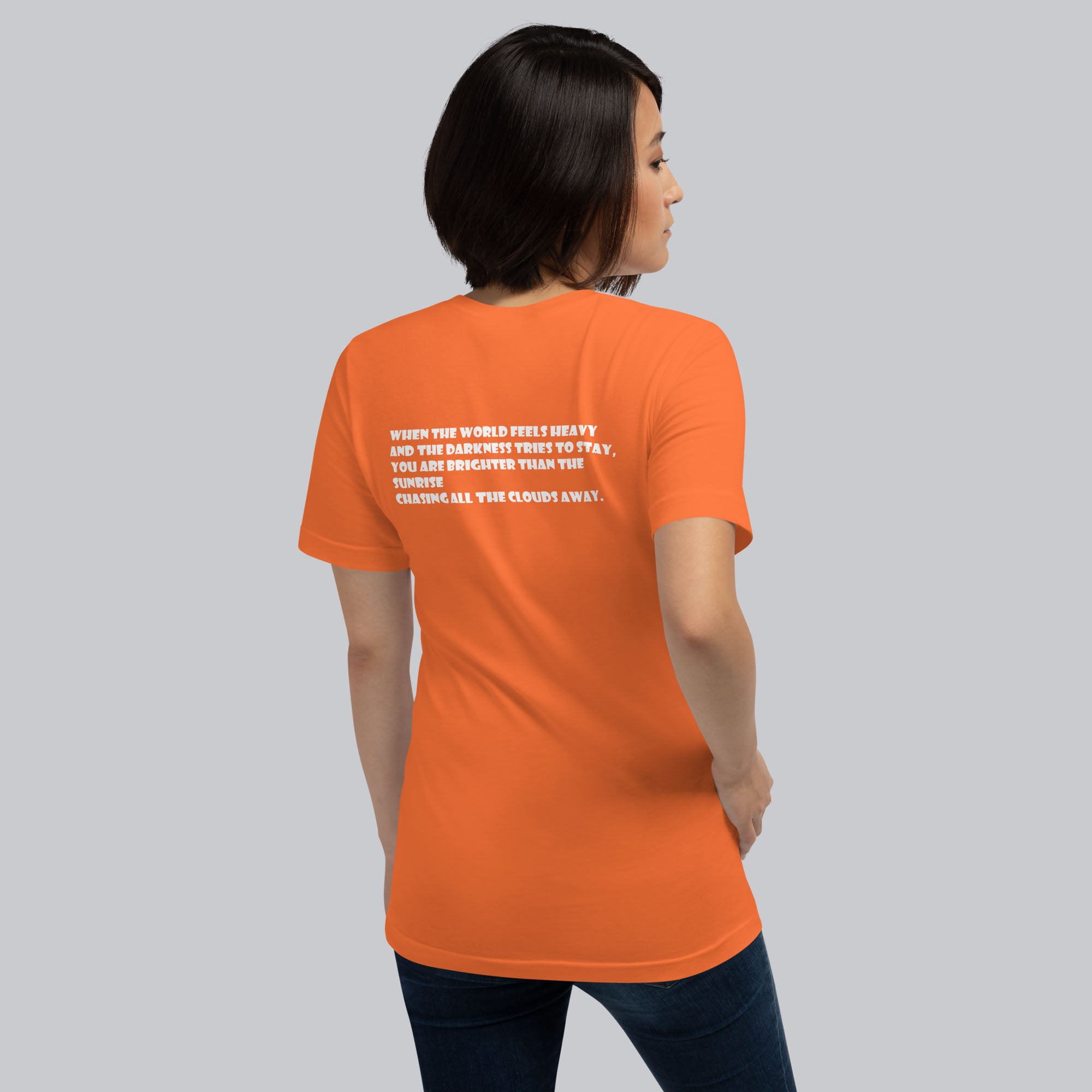 Orange Tshirt with printed custom music code and text