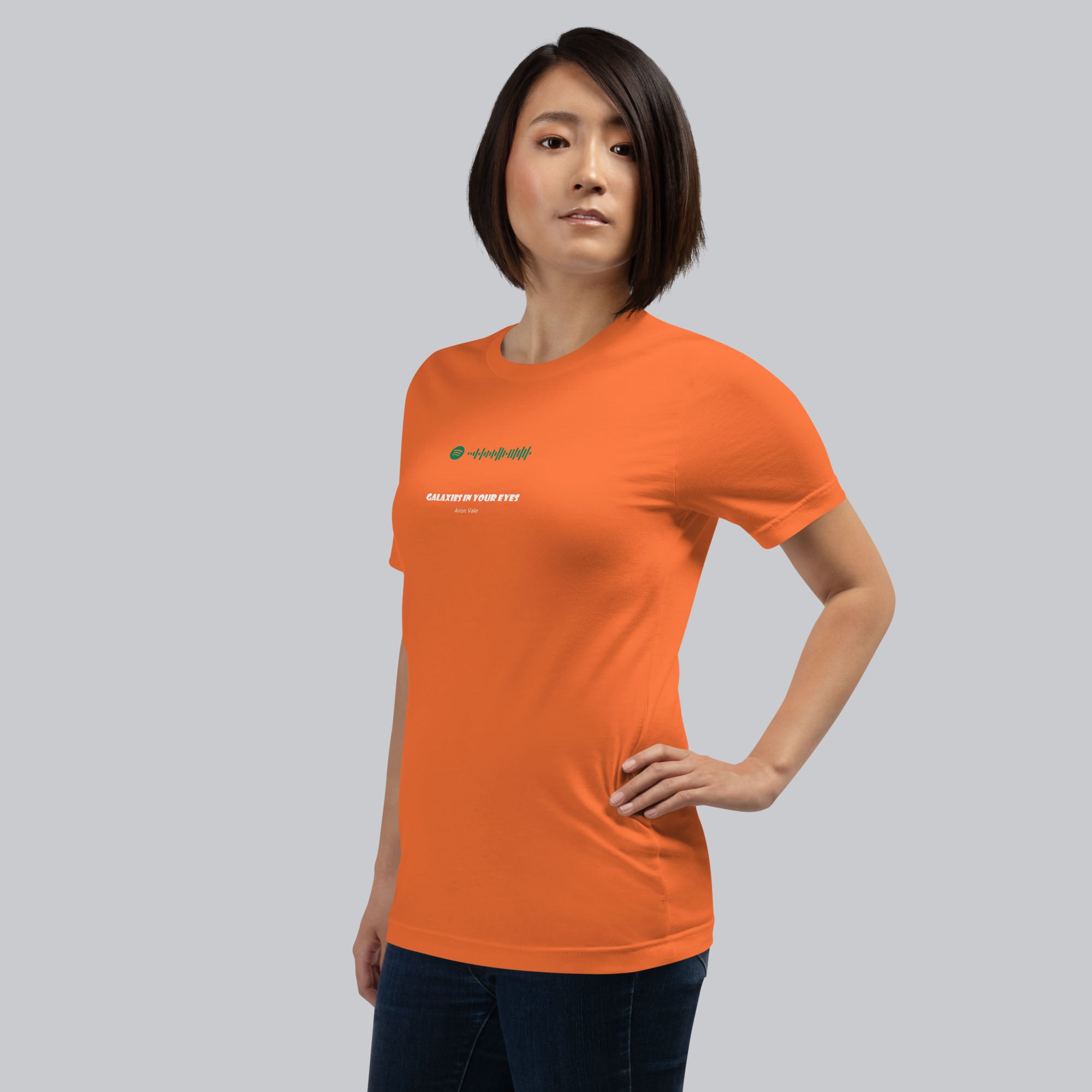 Orange Tshirt with printed custom music code and text
