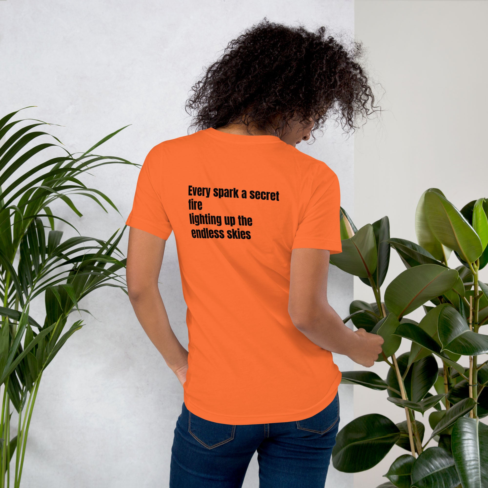 Orange Tshirt with printed custom music code and text
