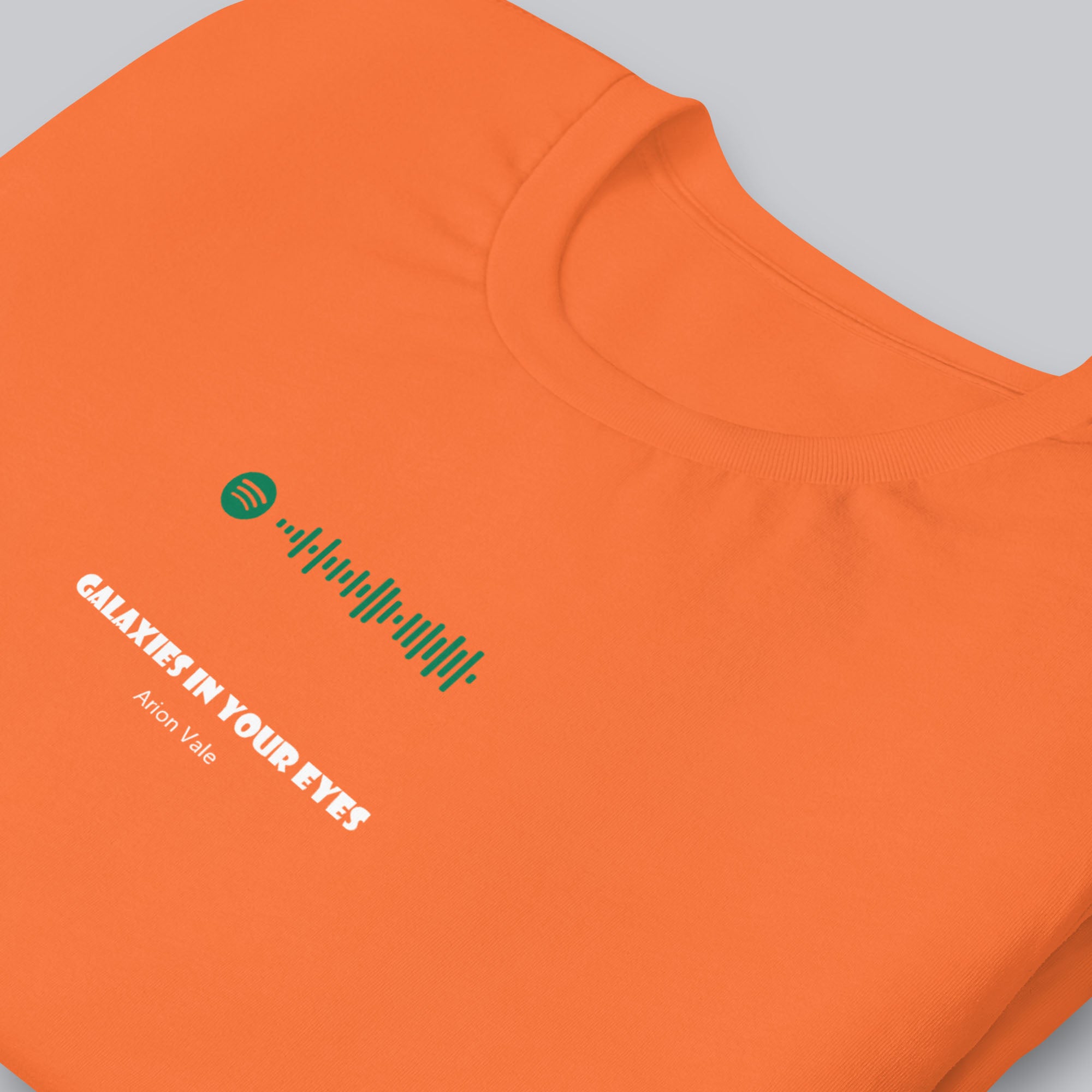 Orange Tshirt with printed custom music code and text