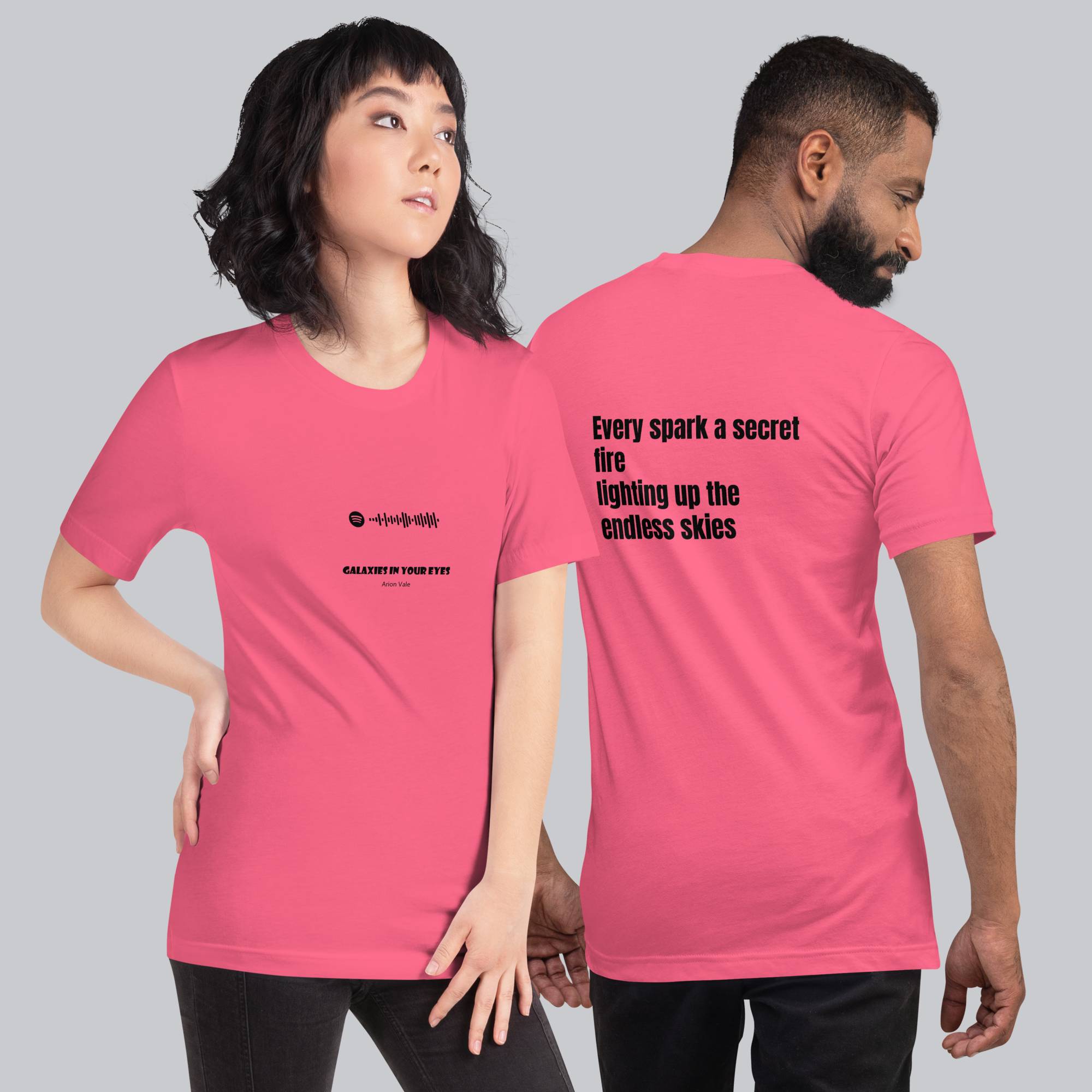 Pink Tshirt with printed custom music code and text