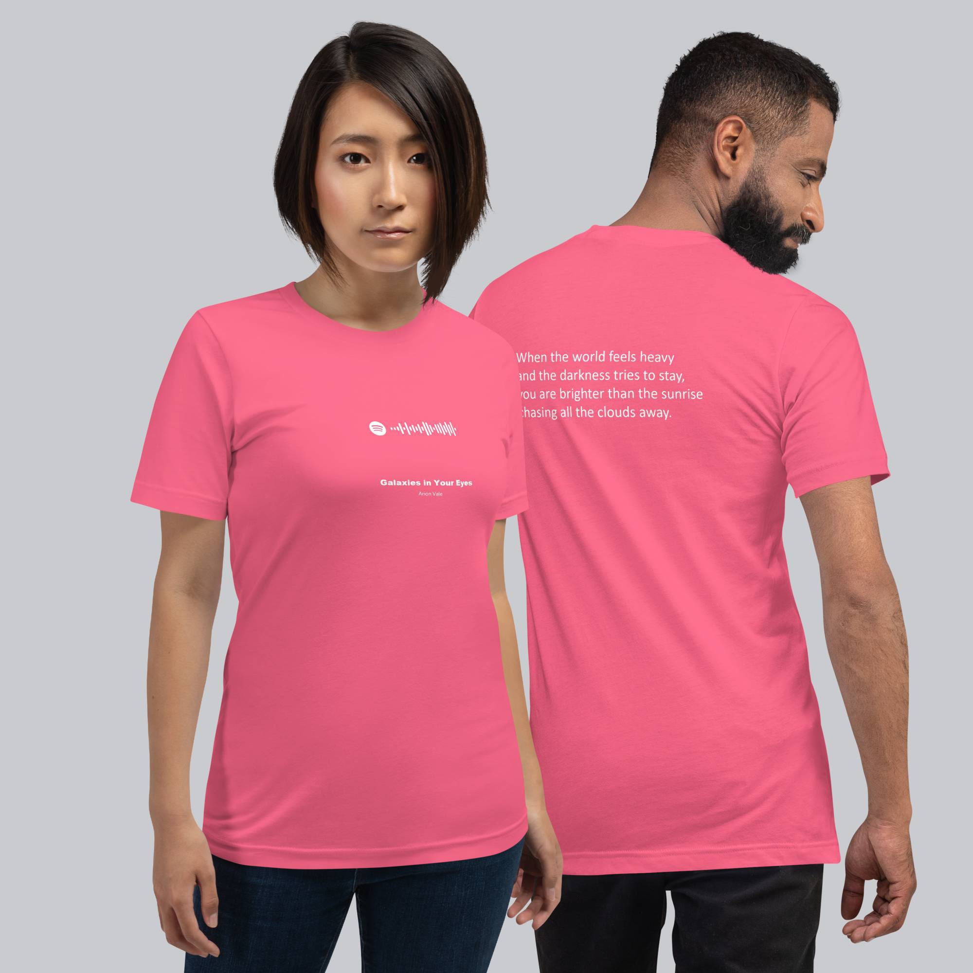 Pink Tshirt with printed custom music code and text