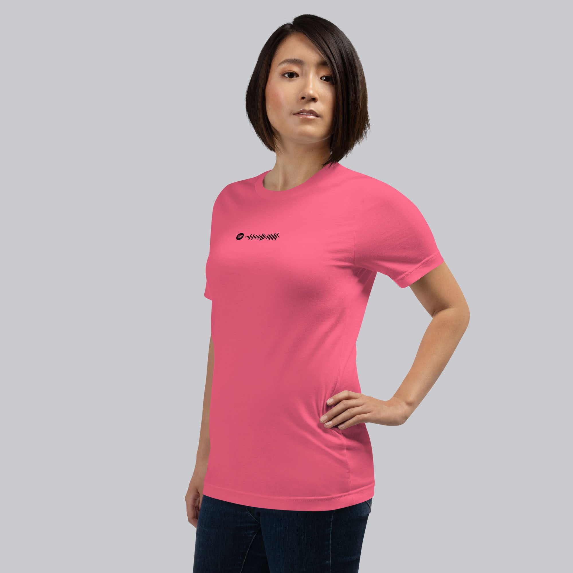 Pink Tshirt with printed custom music code and text