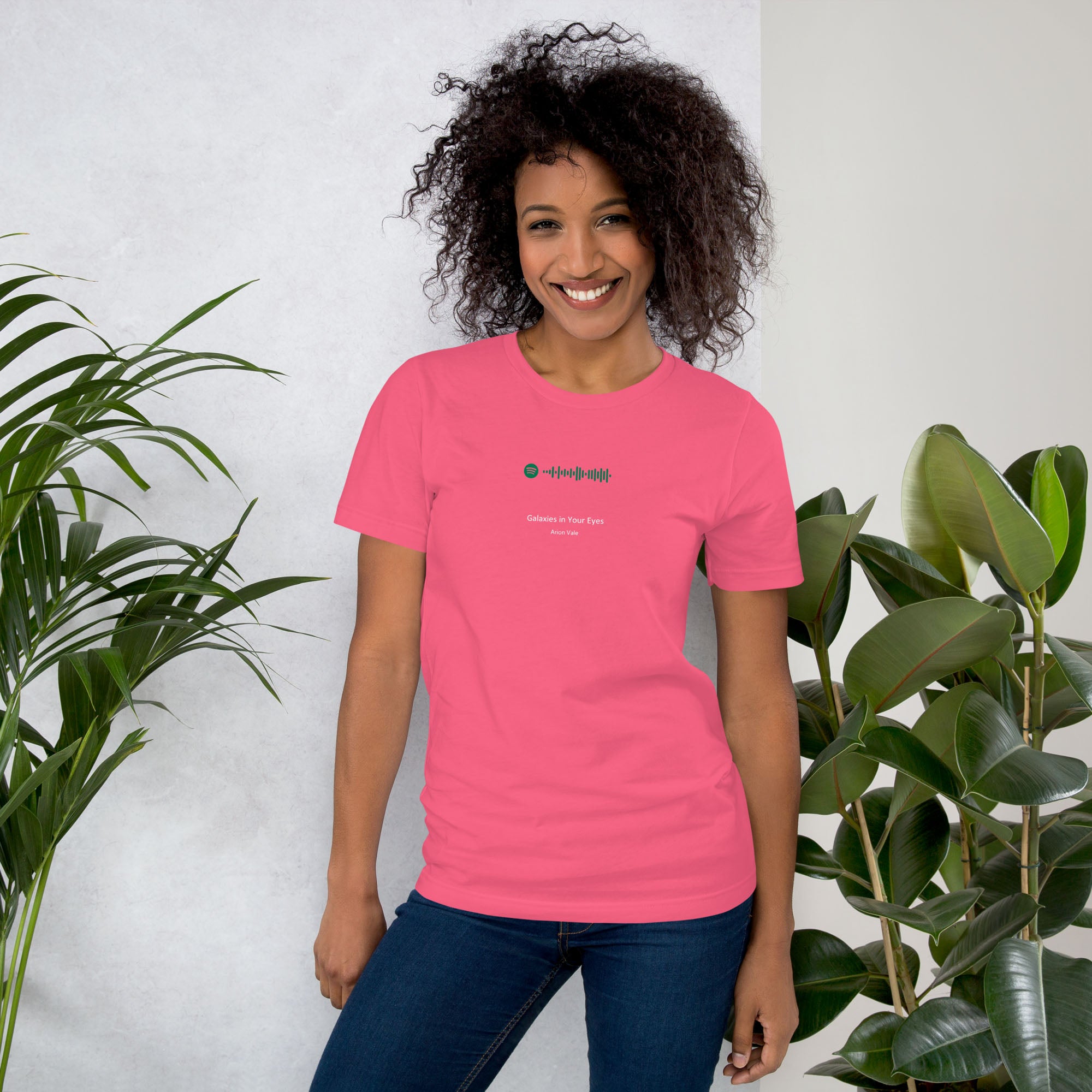 Pink Tshirt with printed custom music code and text