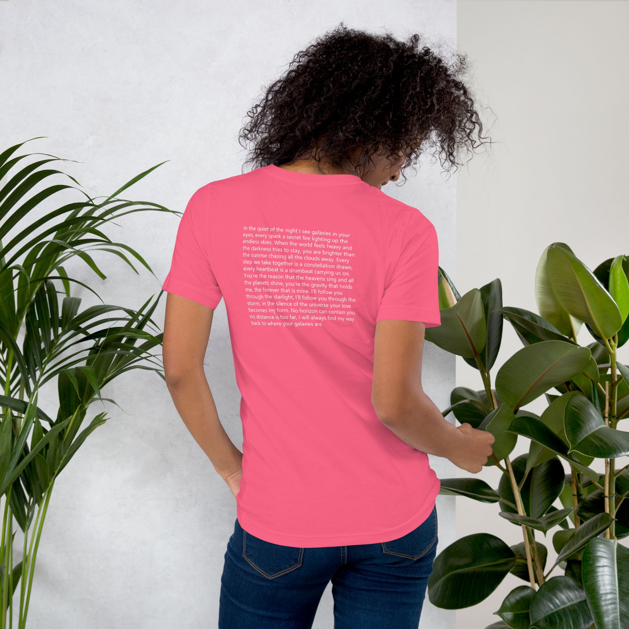 Pink Tshirt with printed custom music code and text