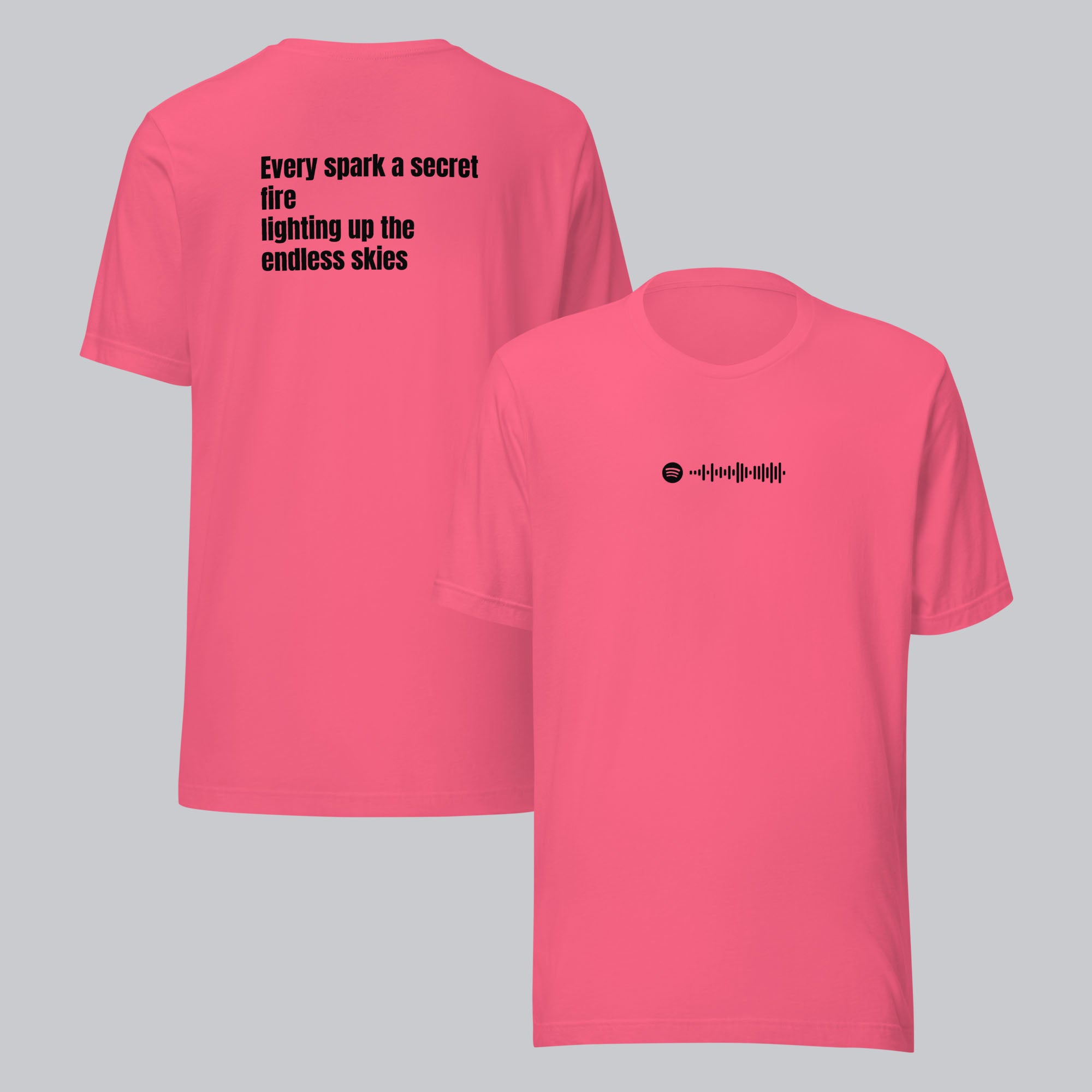 Pink Tshirt with printed custom music code and text
