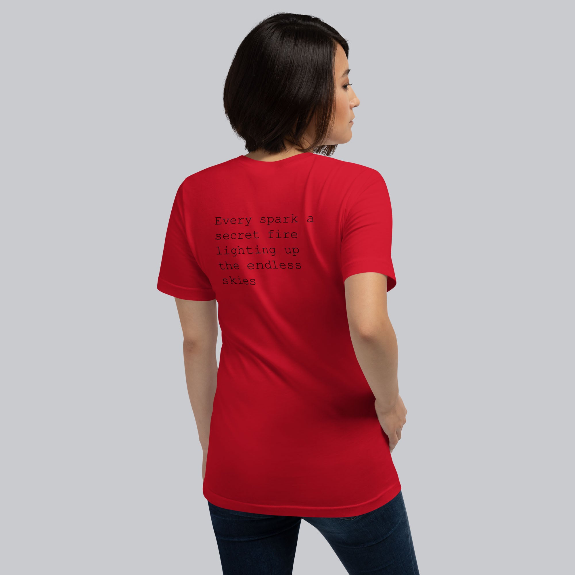 Red Tshirt with printed custom music code and text