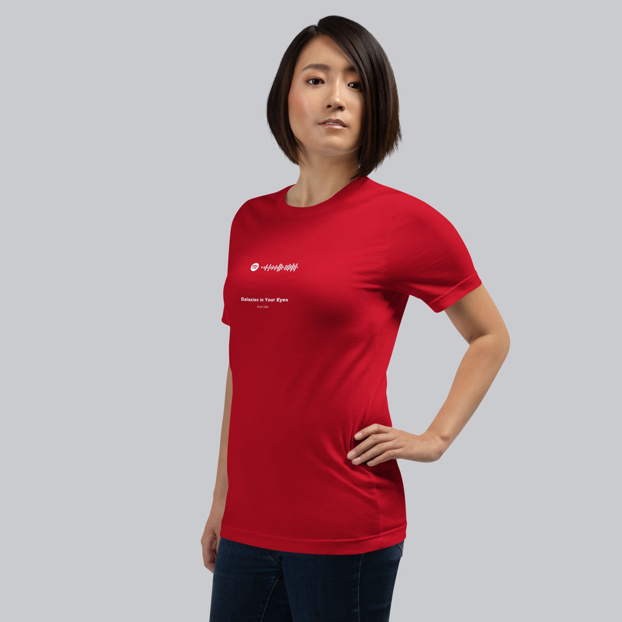 Red Tshirt with printed custom music code and text