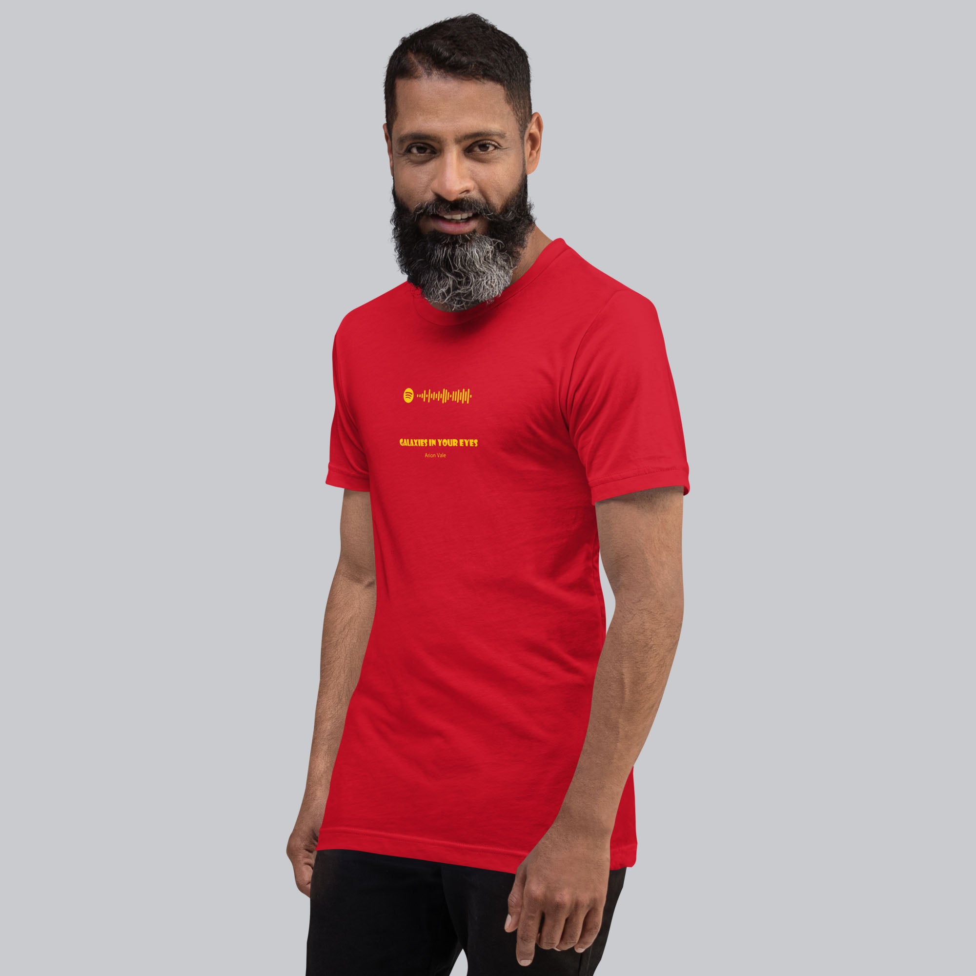 Red Tshirt with printed custom music code and text