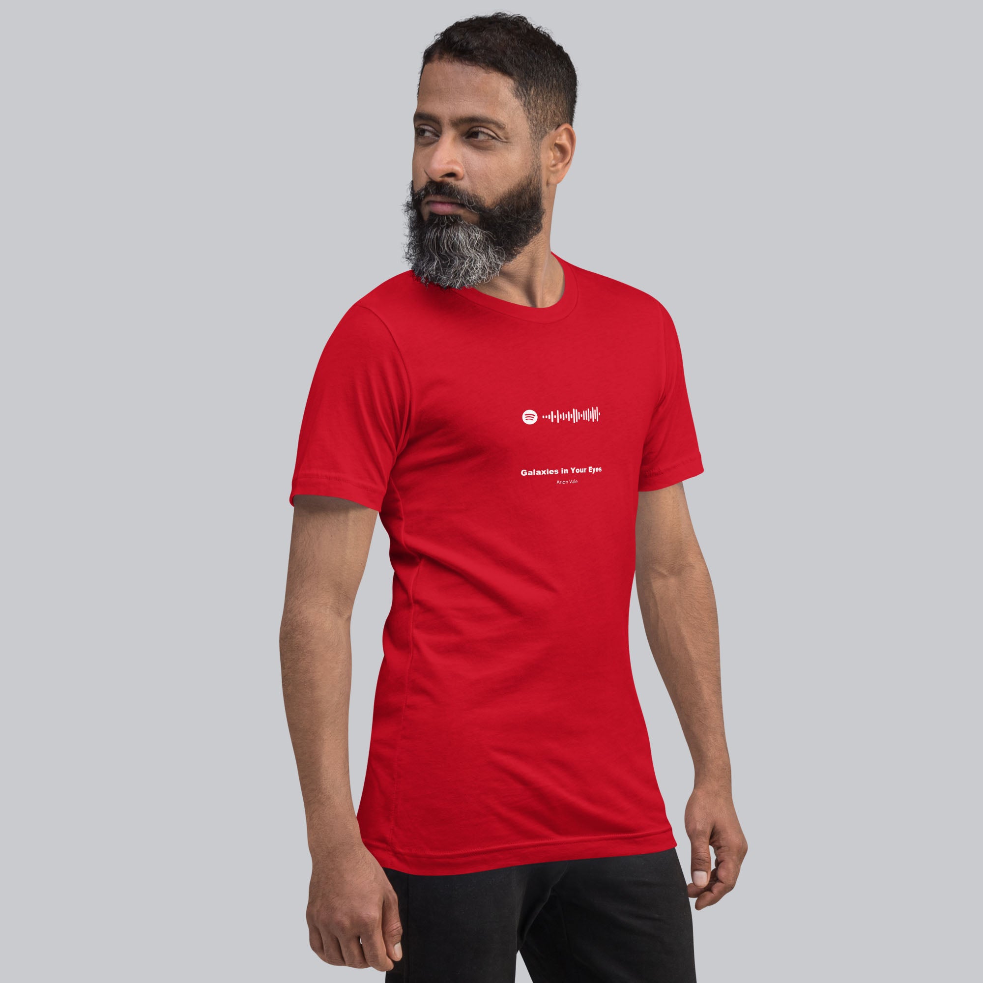 Red Tshirt with printed custom music code and text