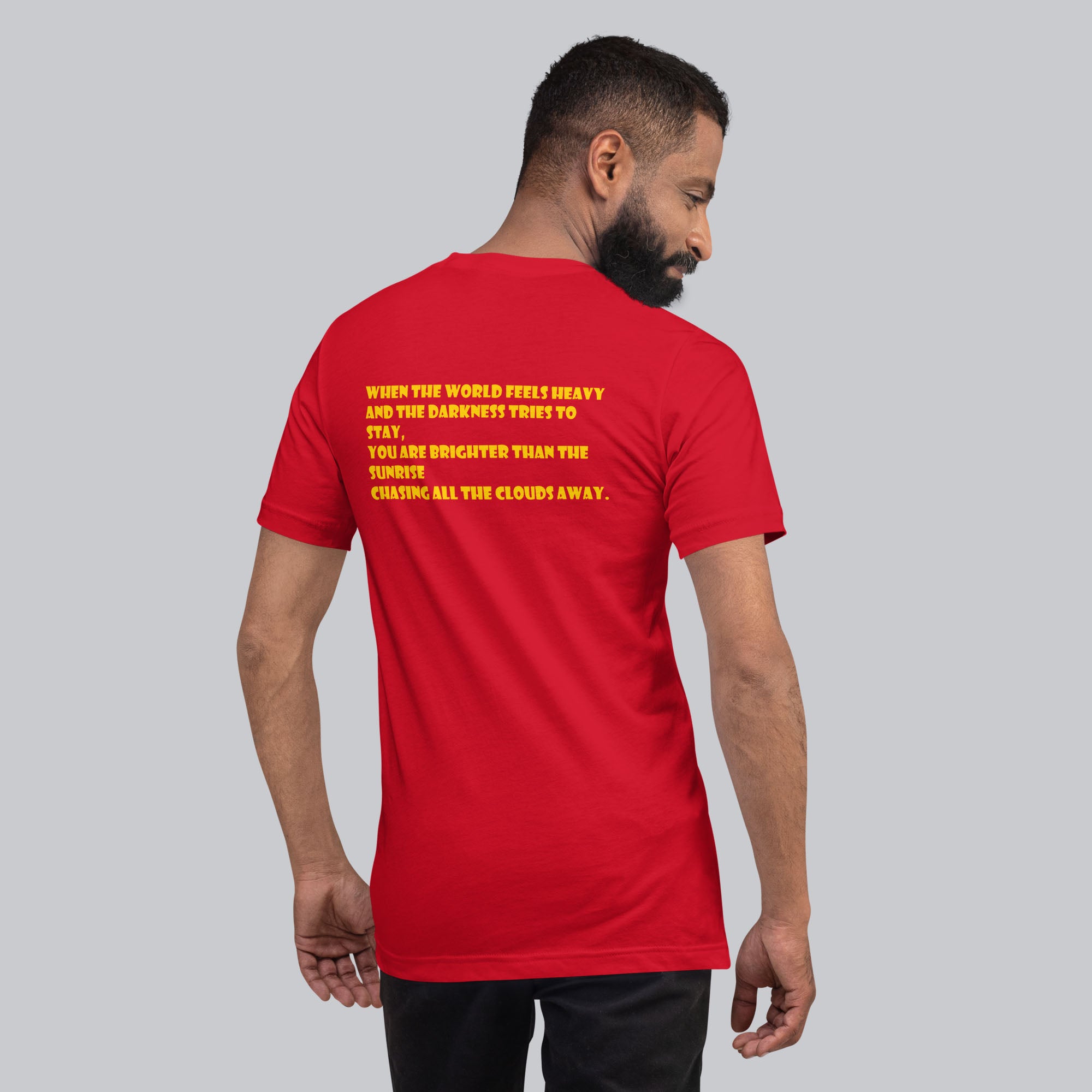 Red Tshirt with printed custom music code and text