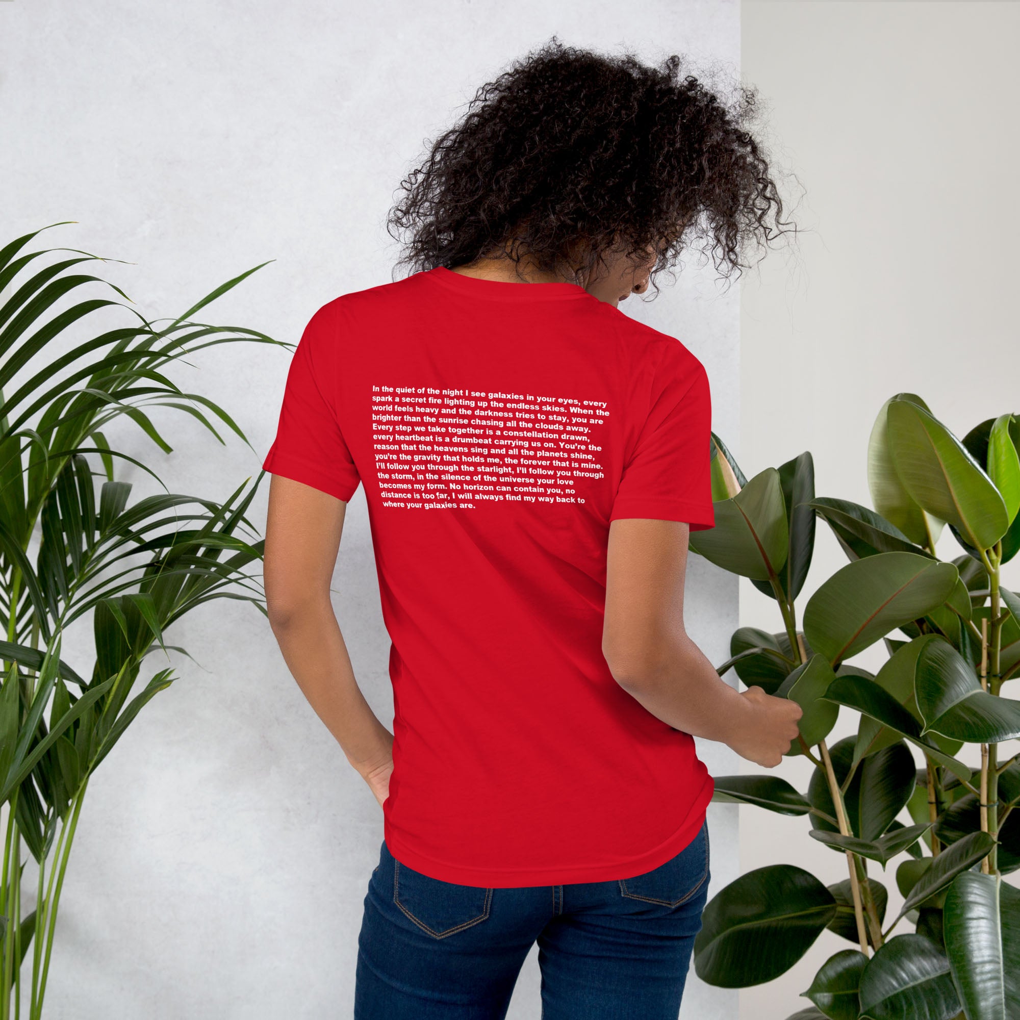 Red Tshirt with printed custom music code and text