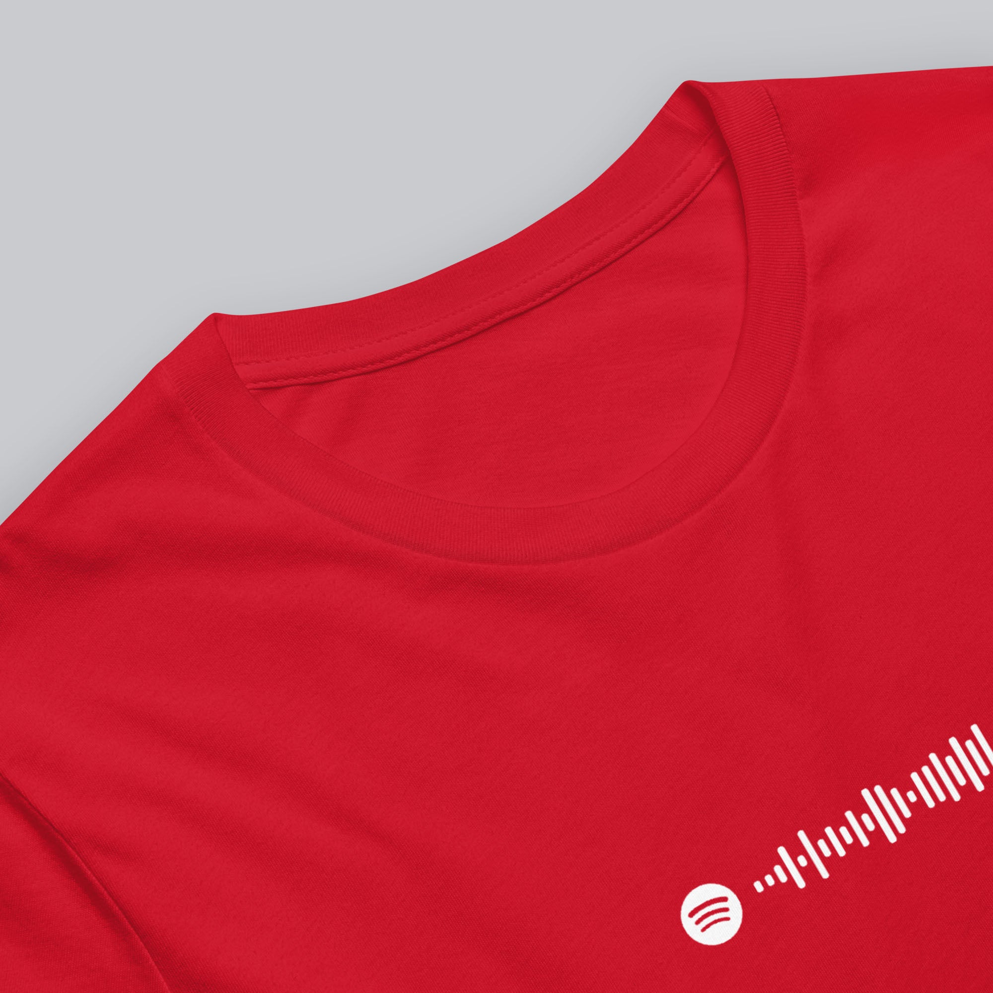 Red Tshirt with printed custom music code and text