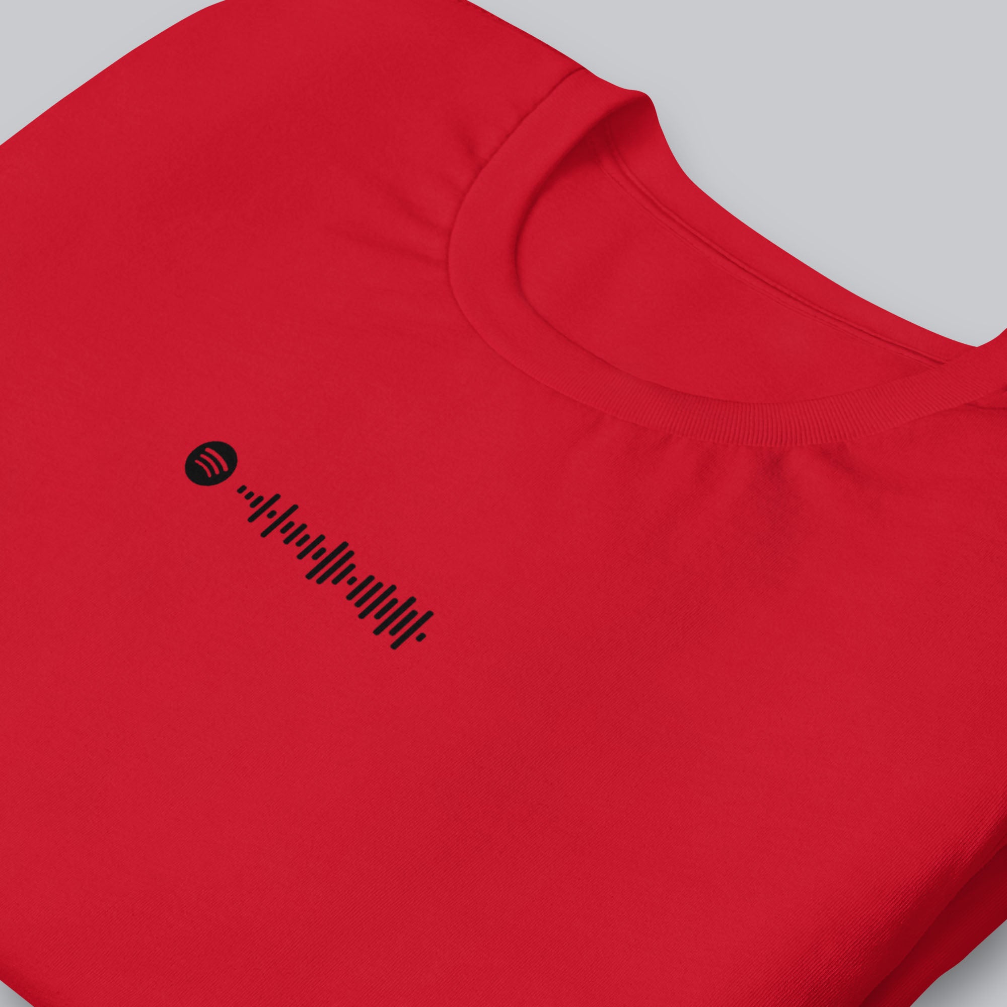Red Tshirt with printed custom music code and text