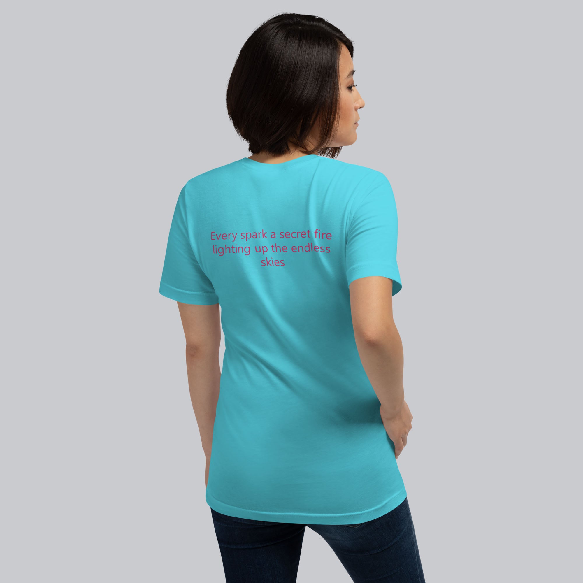 Turquoise Tshirt with printed custom music code and text
