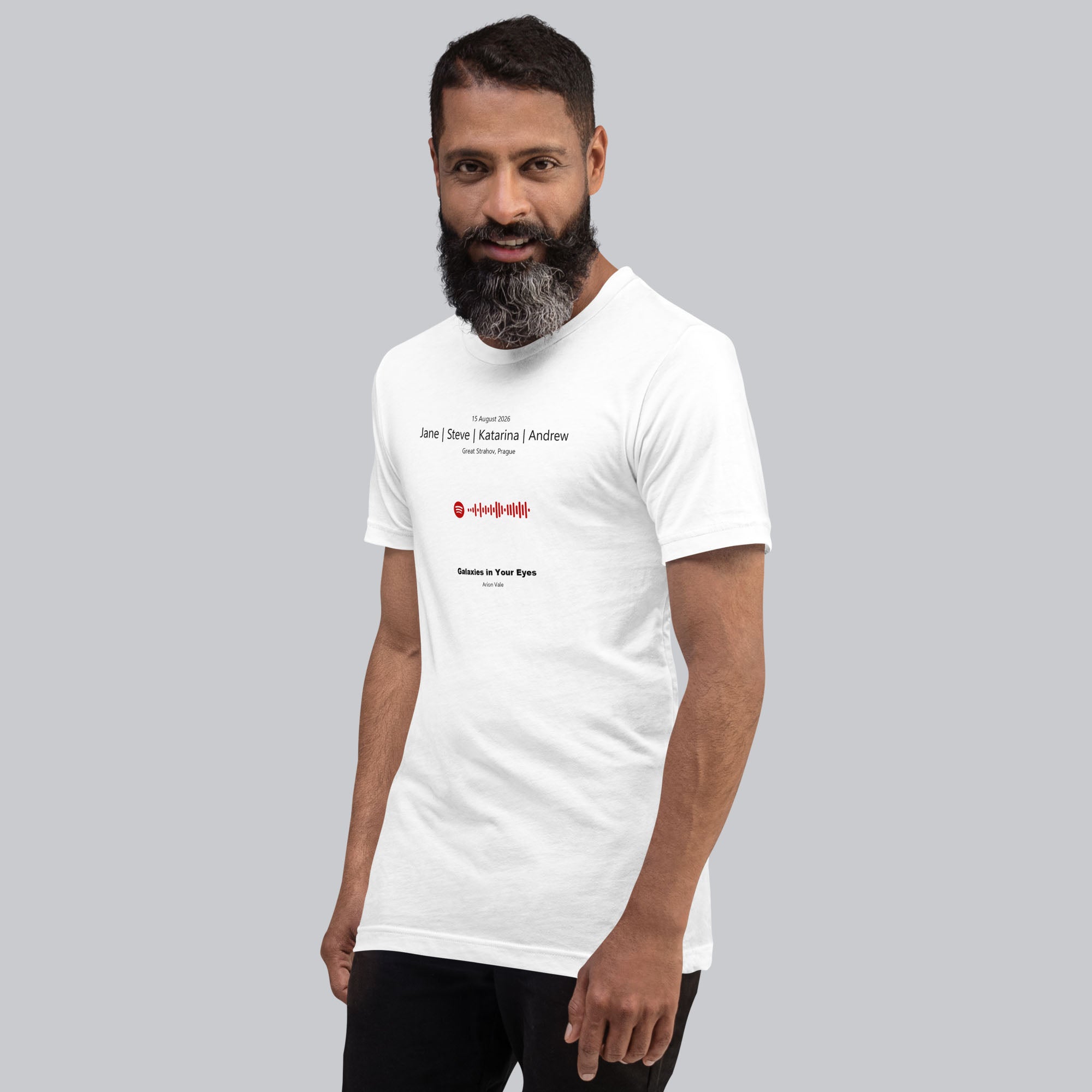 White Tshirt with printed custom music code and text