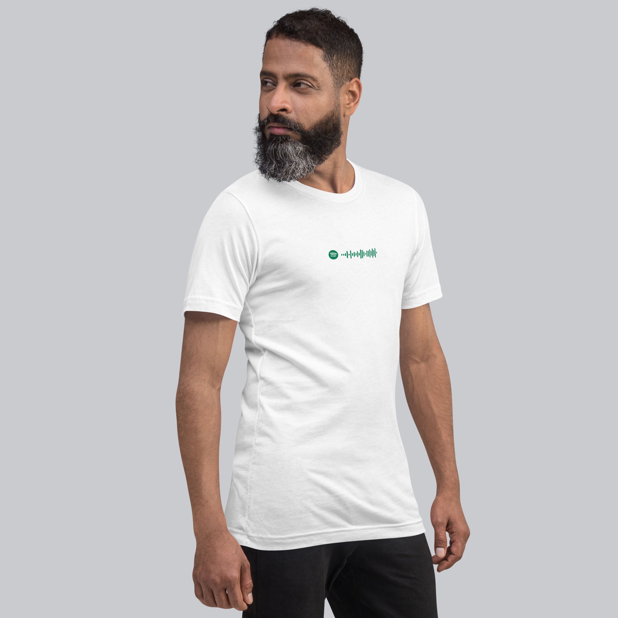 White Tshirt with printed custom music code and text