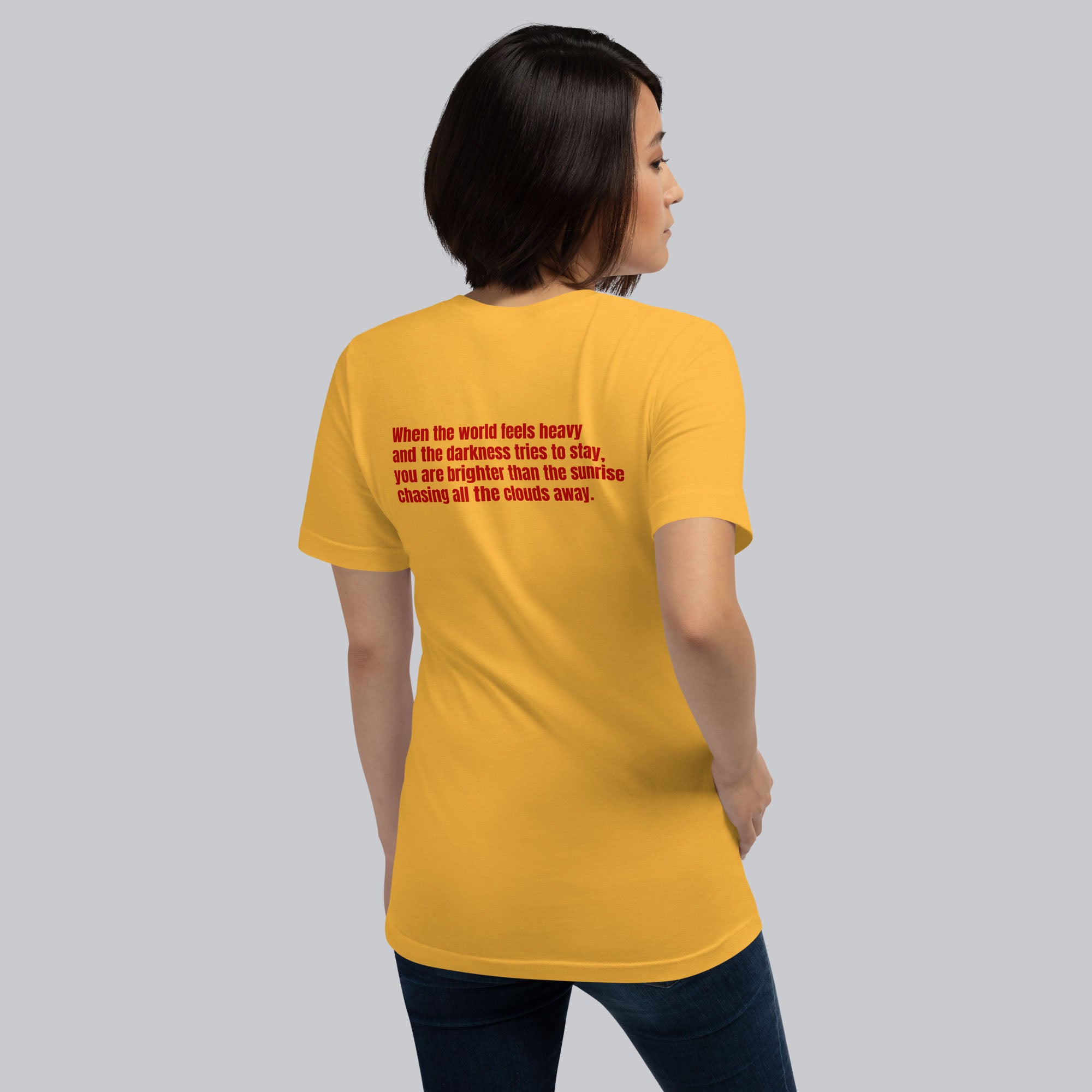 Yellow Tshirt with printed custom music code and text
