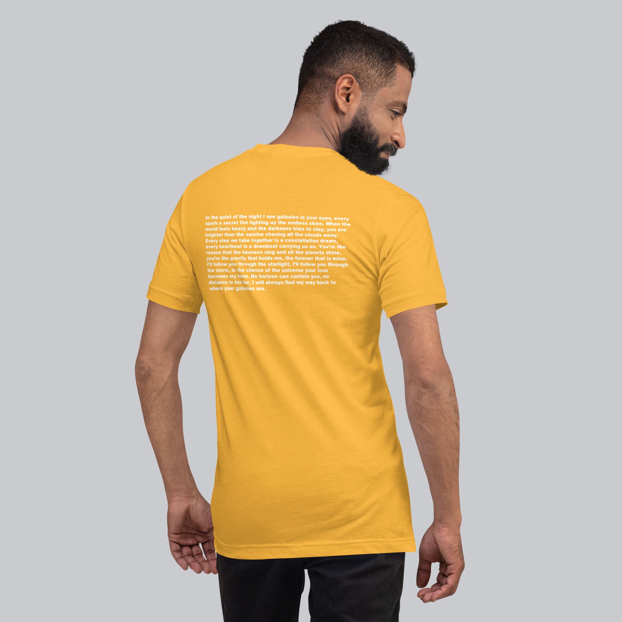 Yellow Tshirt with printed custom music code and text
